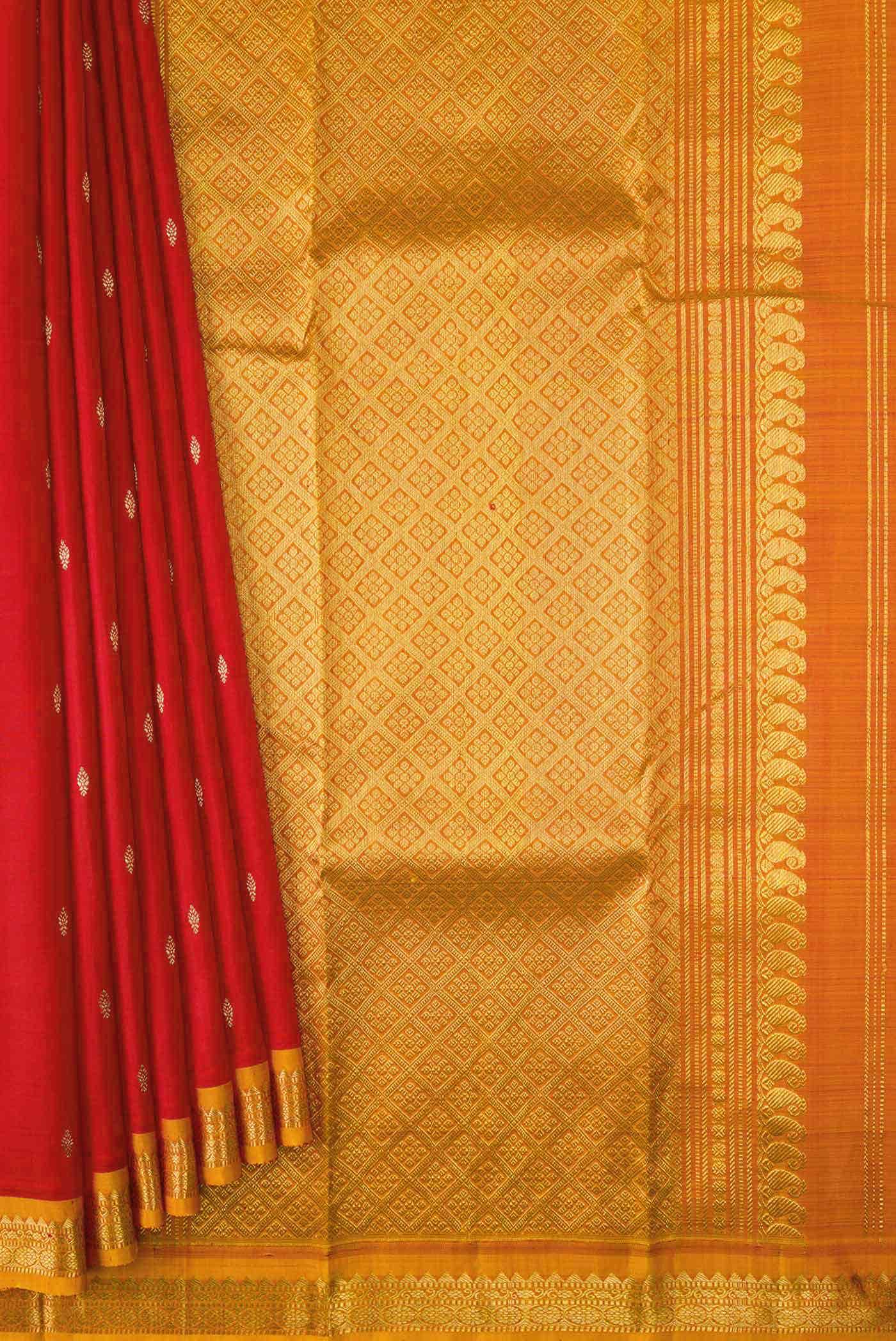 Orange Dual Tone Kanchipuram Silk Saree