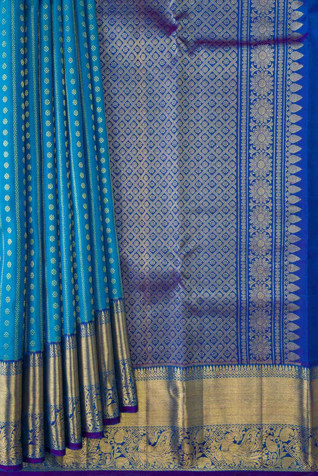 Sky Blue Kanchipuram Silk Saree