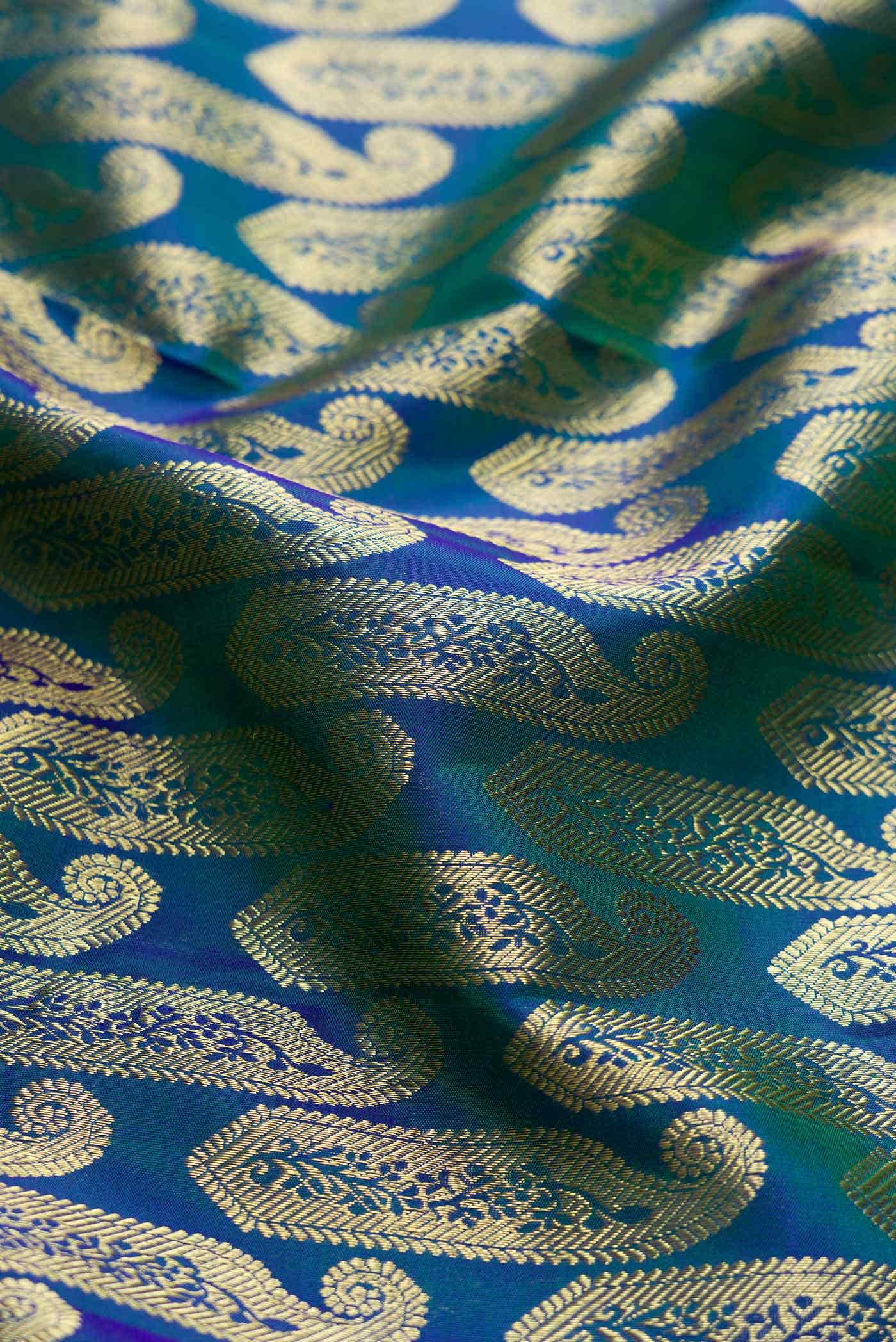 Peacock Blue Dual Tone Kanchipuram Silk Saree