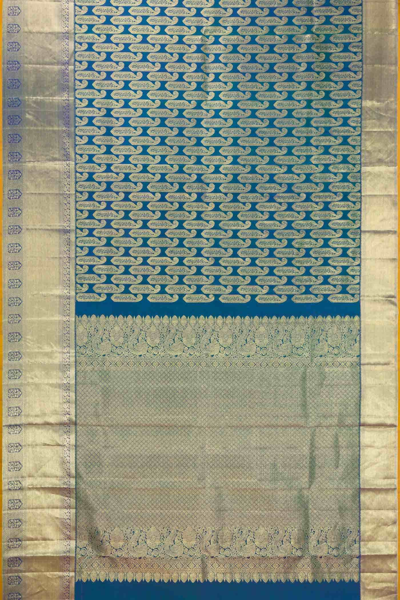 Peacock Blue Dual Tone Kanchipuram Silk Saree