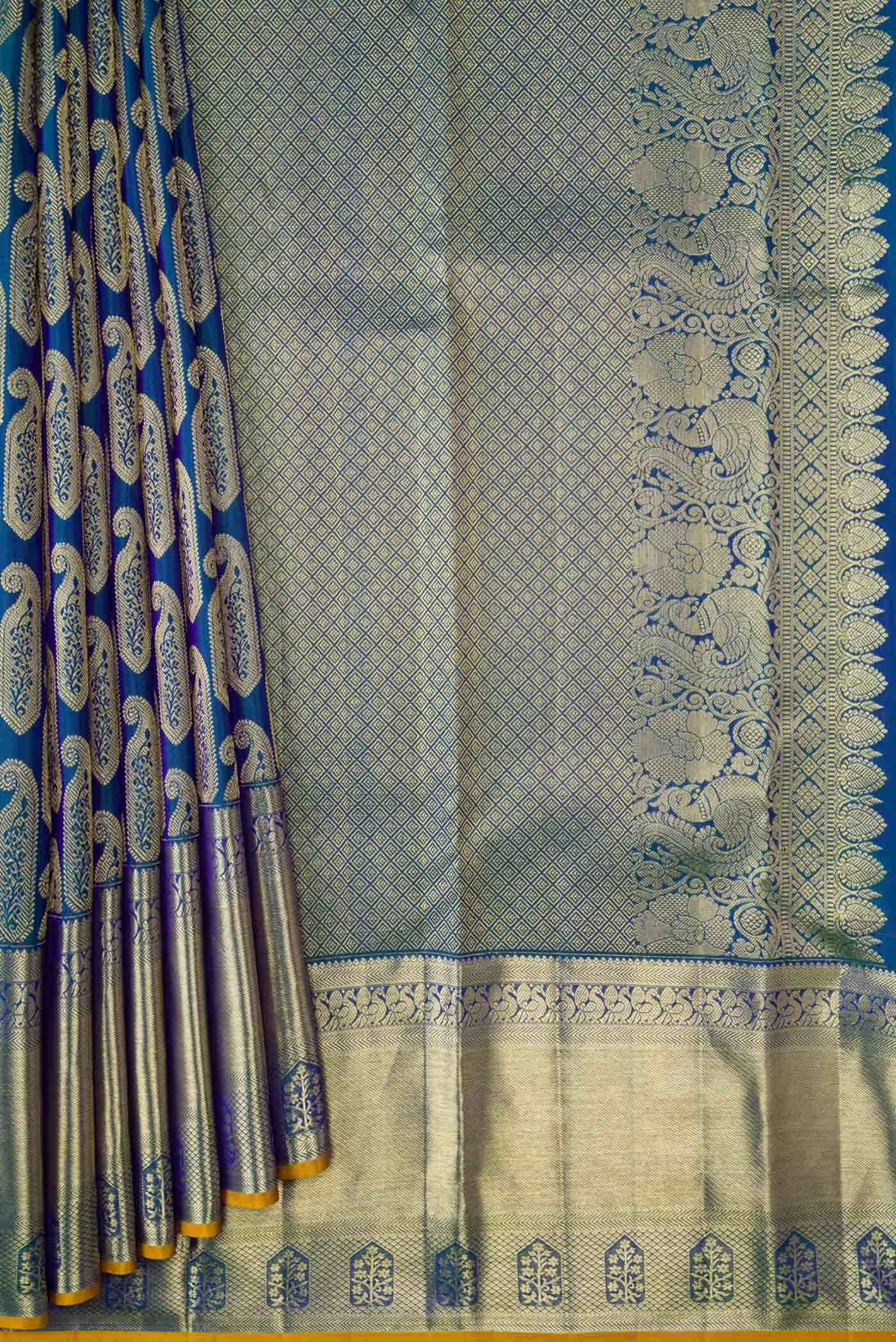 Peacock Blue Dual Tone Kanchipuram Silk Saree