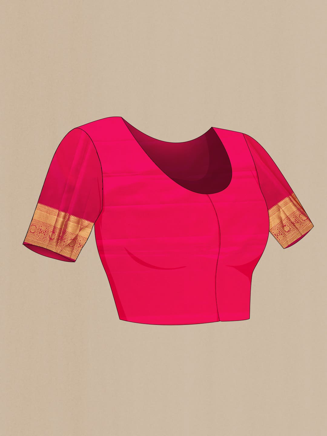 Dark Pink Dual Tone Kanchipuram Silk Saree