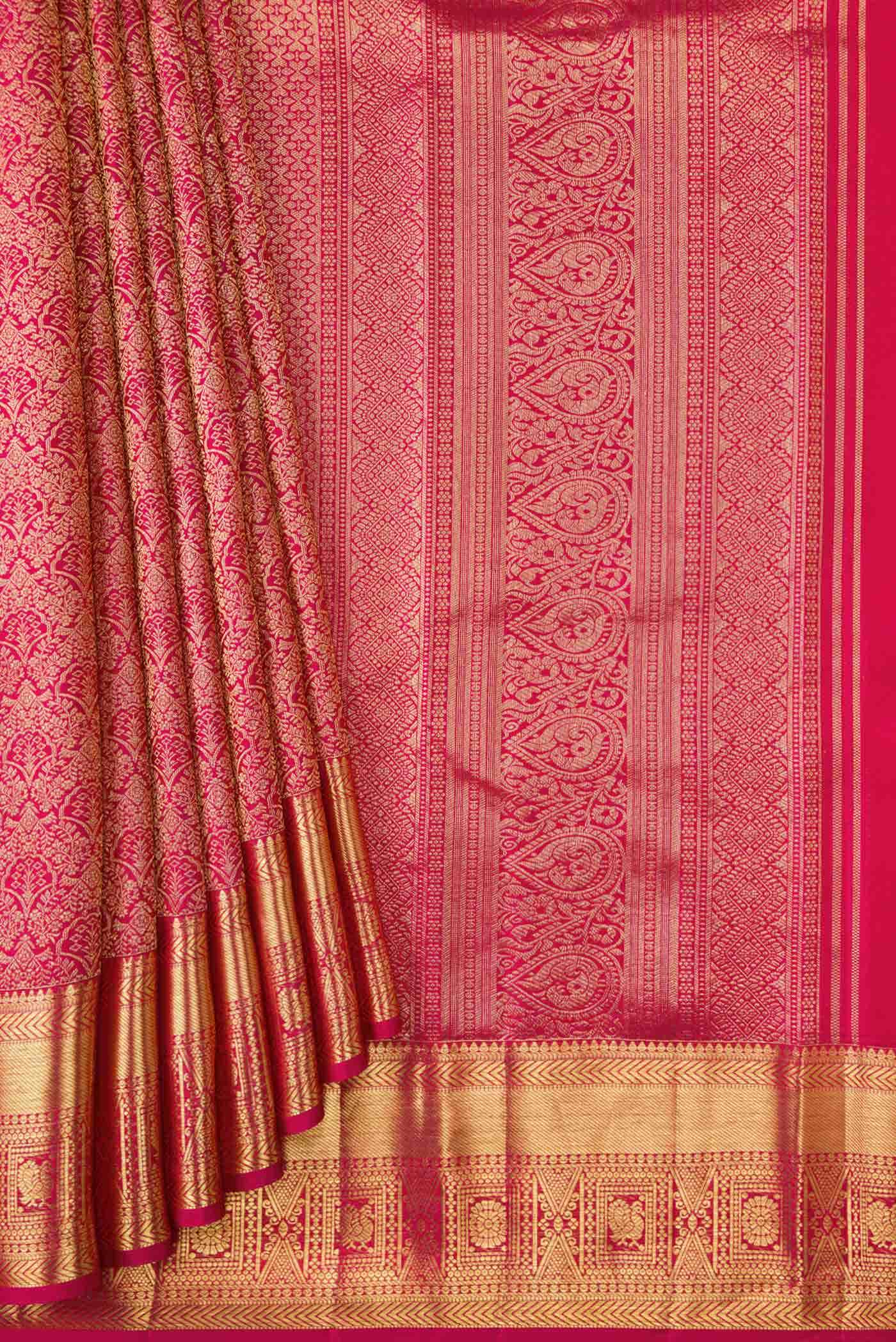 Dark Pink Dual Tone Kanchipuram Silk Saree