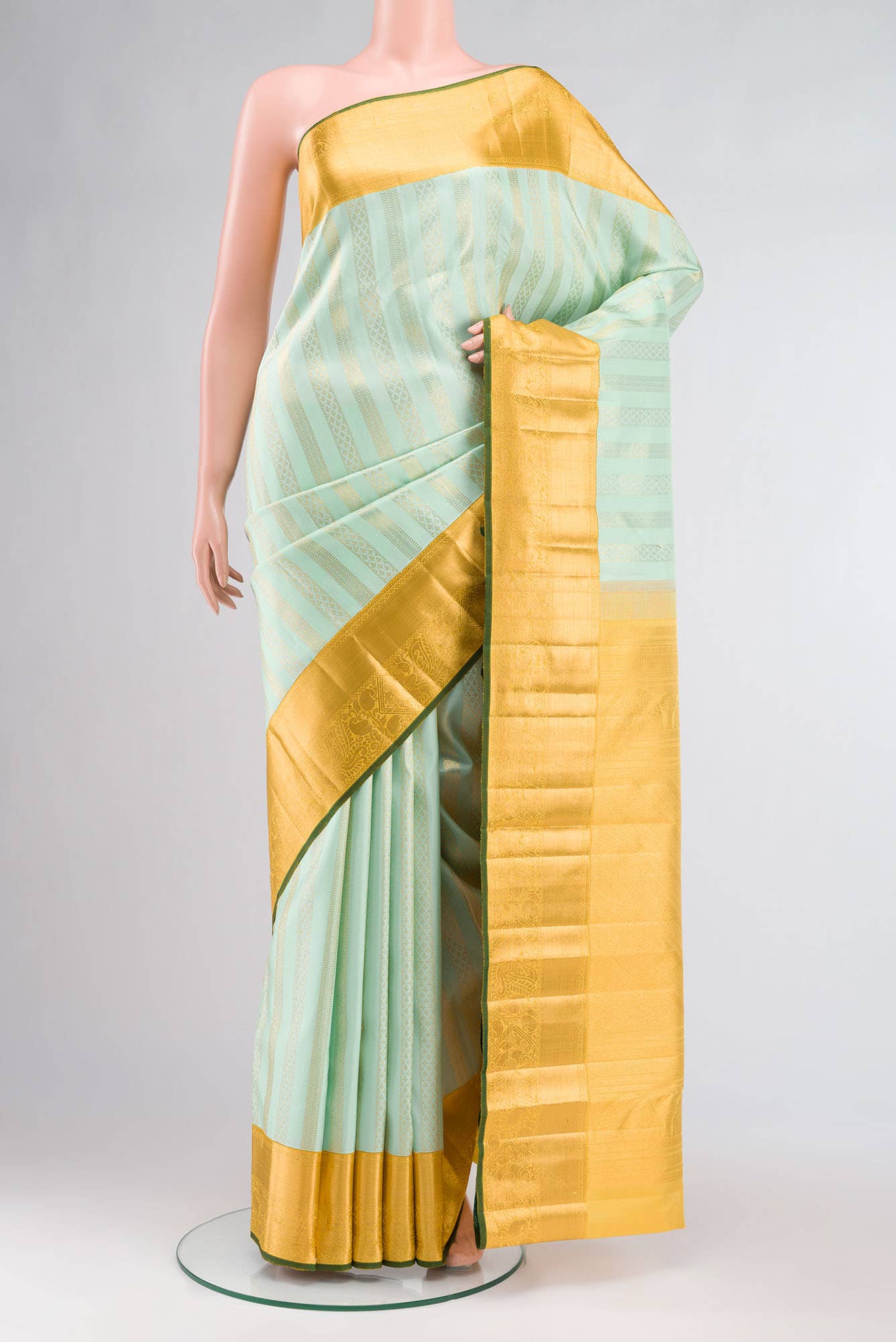 Mint Green Kanchipuram Silk Saree