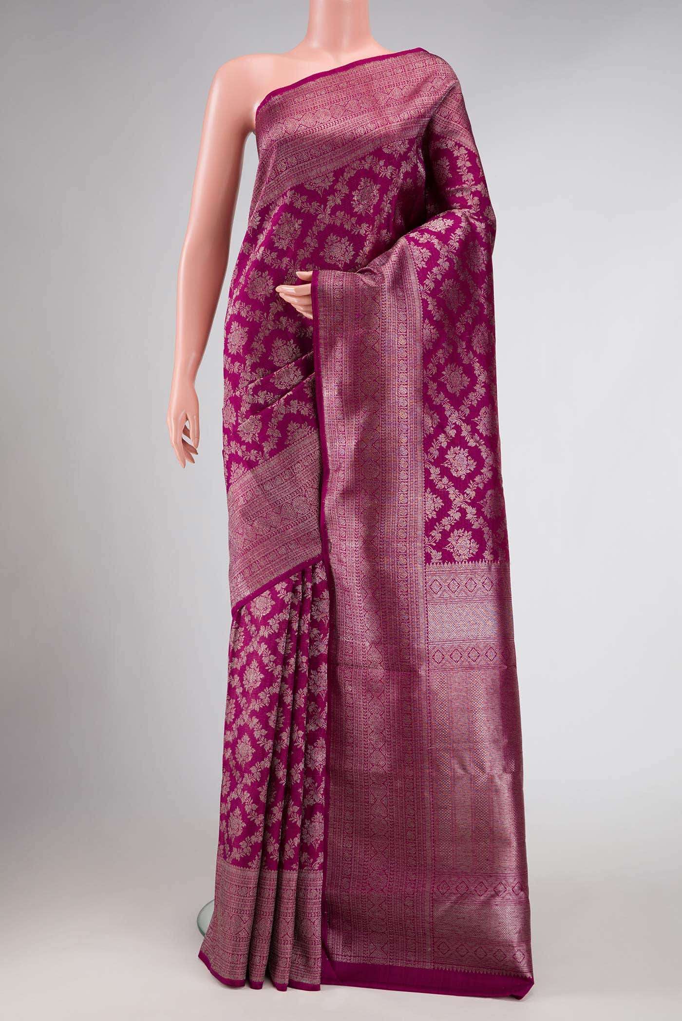 Magenta Dual Tone Kanchipuram Silk Saree