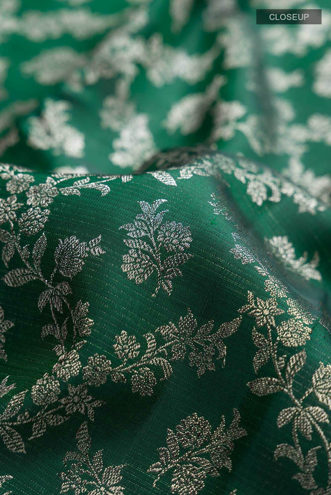 Bottle Green Kanchipuram Silk Saree