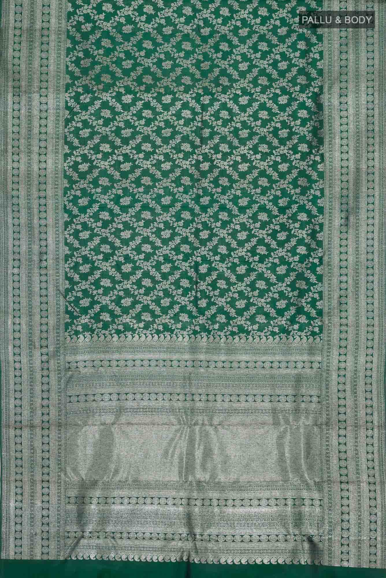 Bottle Green Kanchipuram Silk Saree