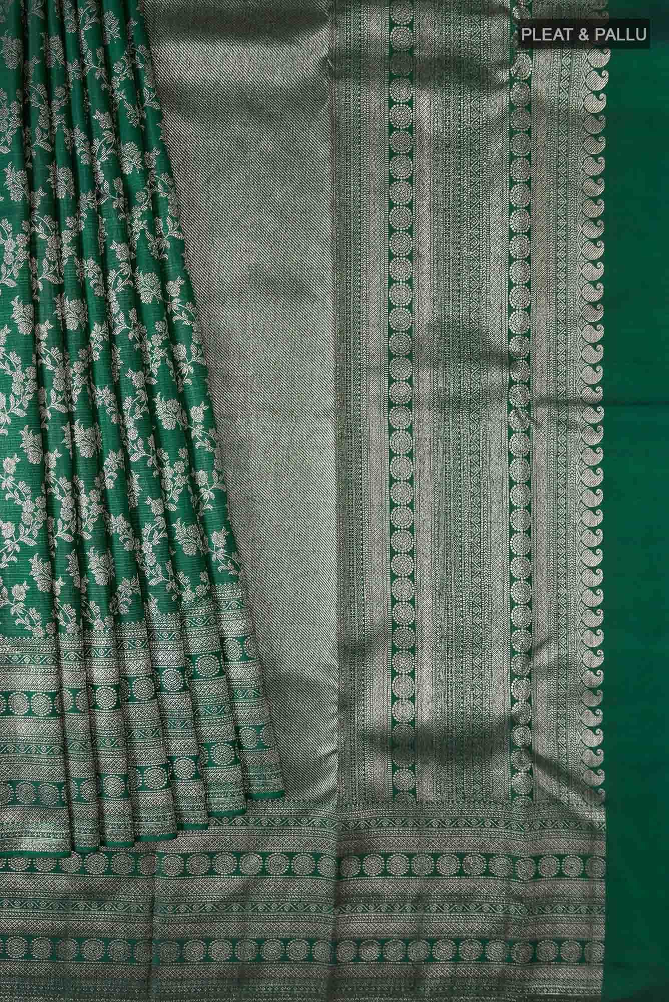Bottle Green Kanchipuram Silk Saree