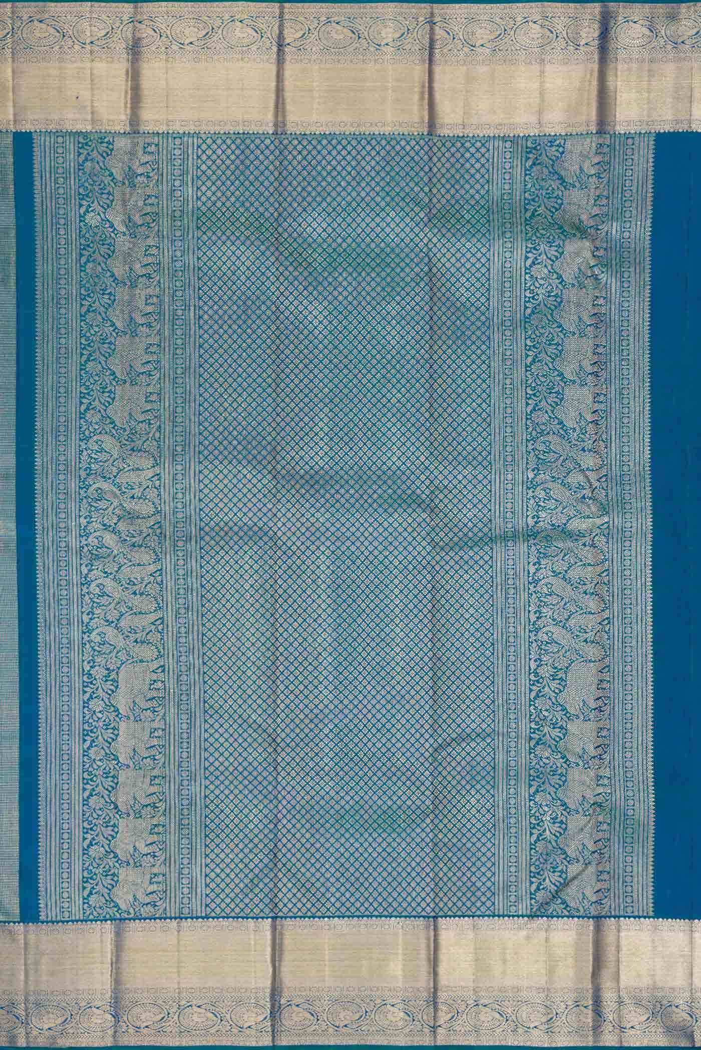 Sea Blue Dual Tone Kanchipuram Silk Saree