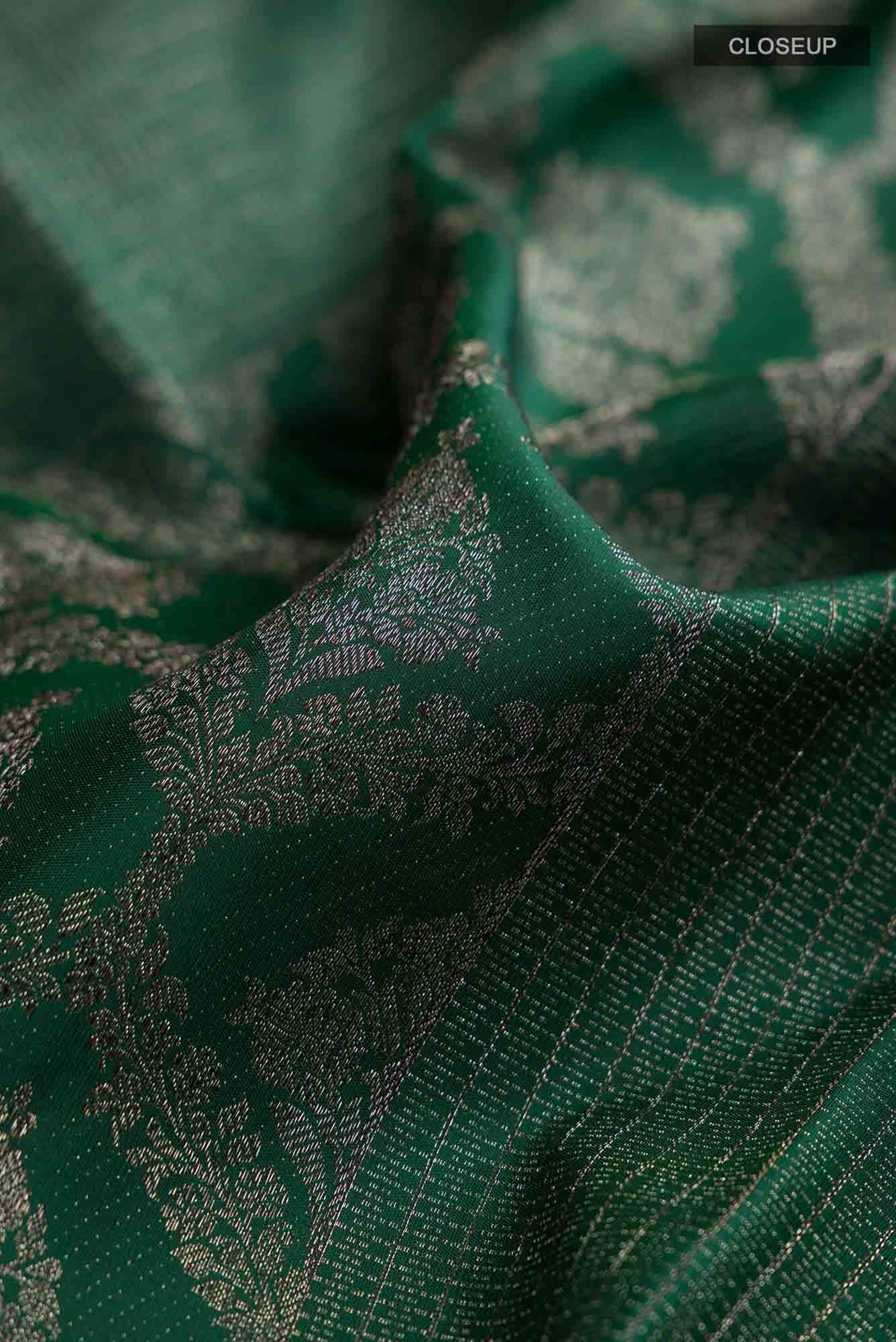 Bottle Green Kanchipuram Silk Saree