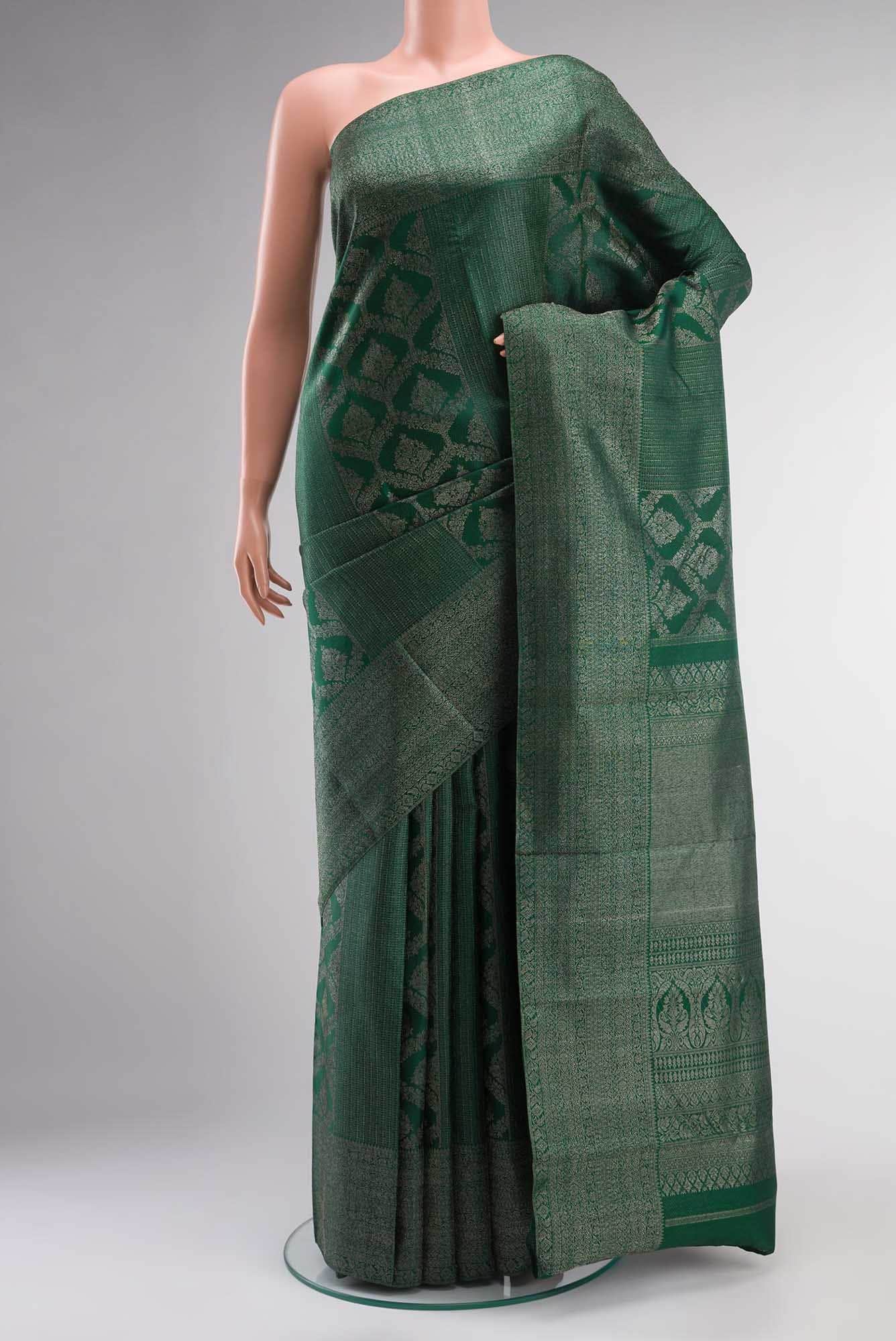 Bottle Green Kanchipuram Silk Saree