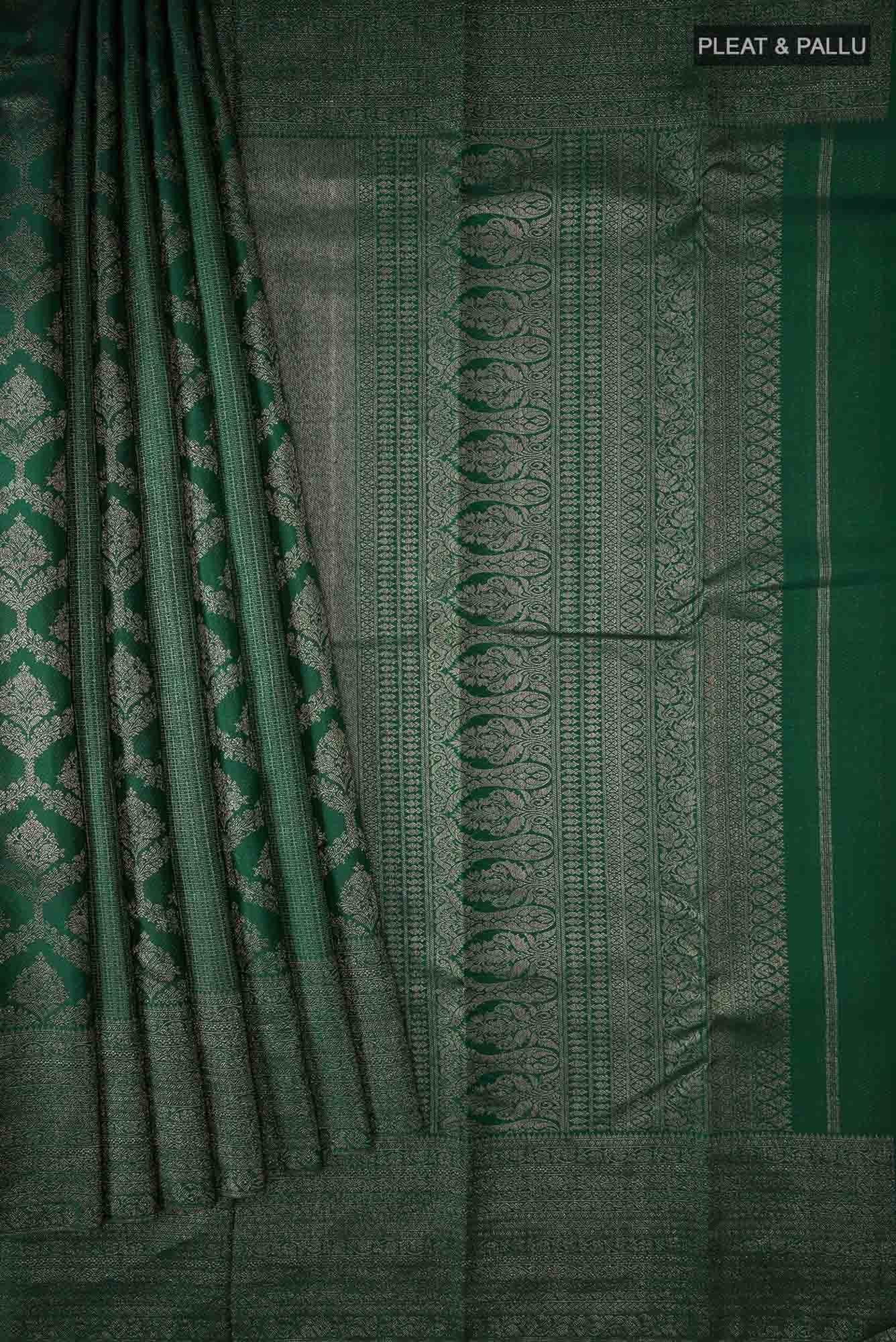Bottle Green Kanchipuram Silk Saree