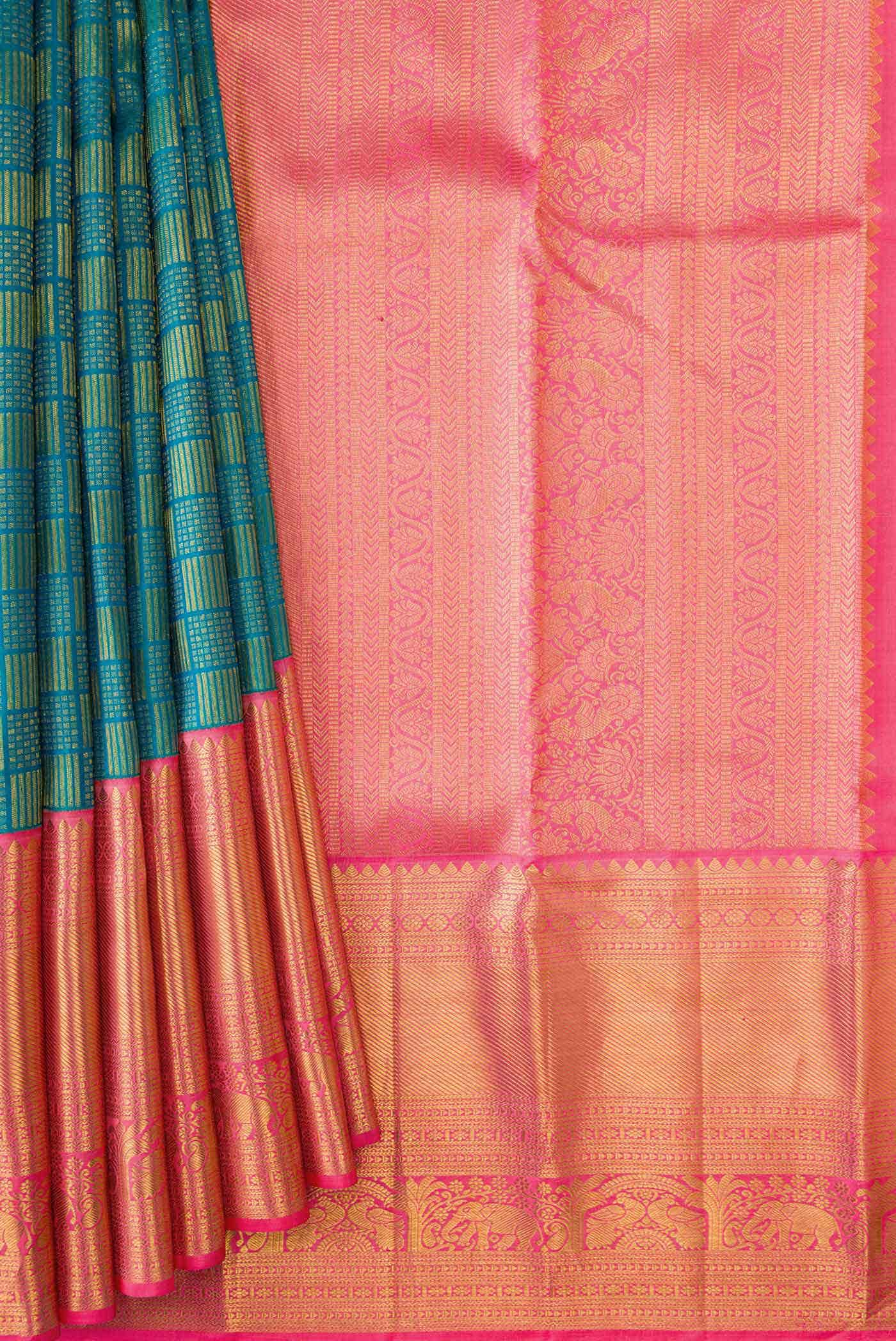 Green Dual Tone Kanchipuram Silk Saree