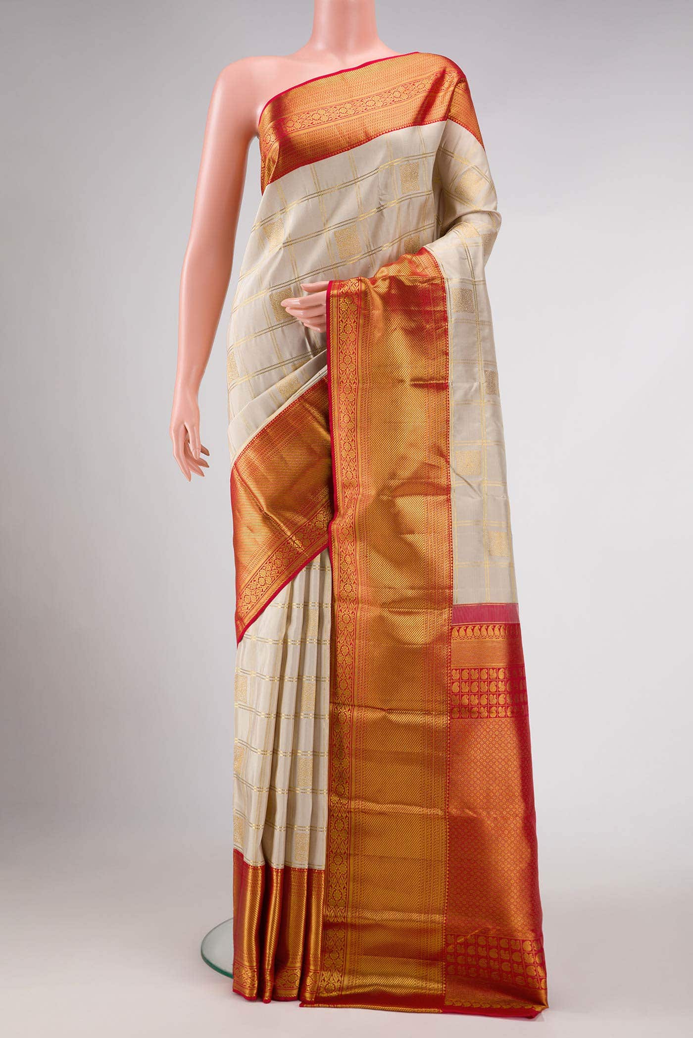 Beige Kanchipuram Silk Saree