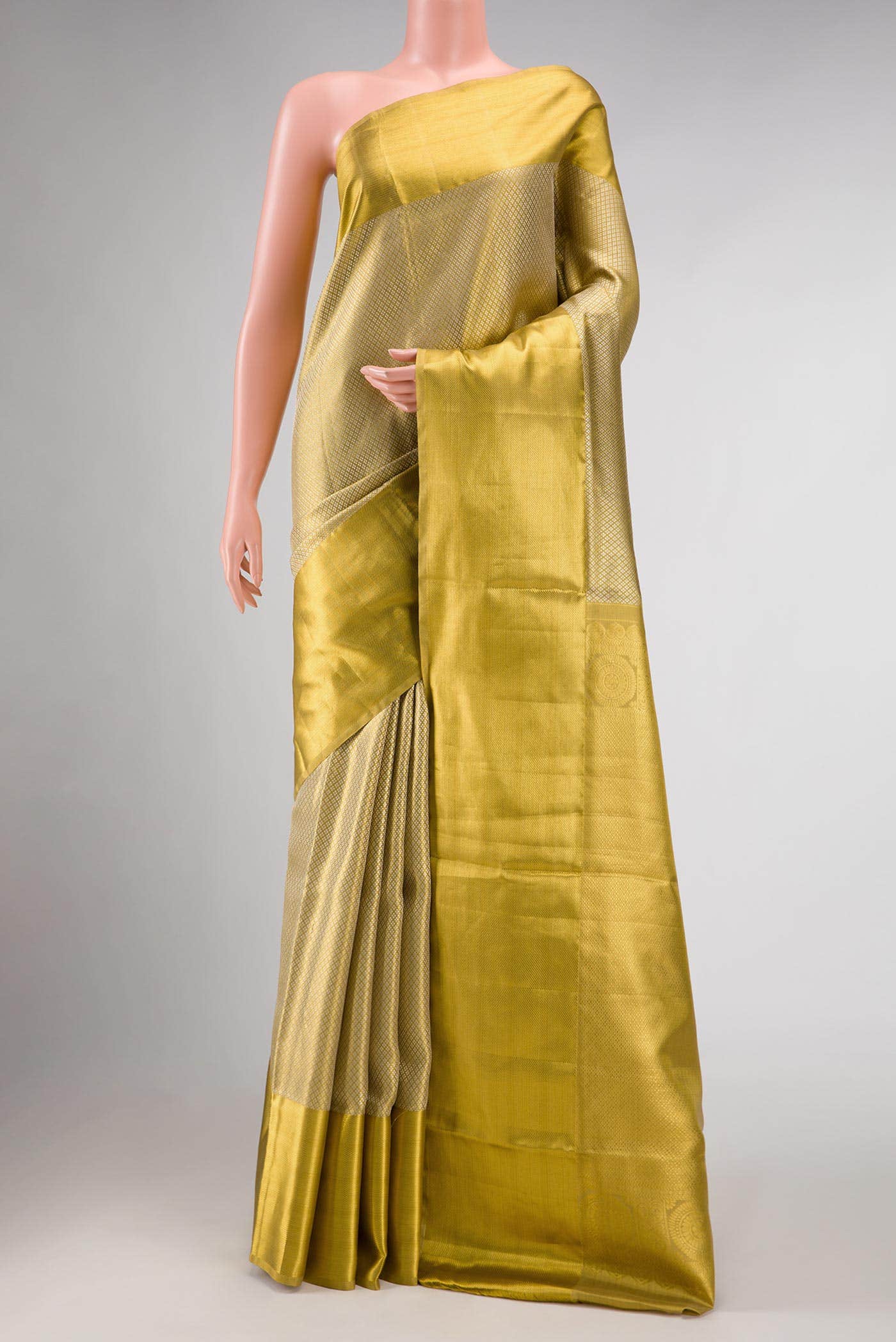 Gold Dual Tone Kanchipuram Tissue Silk Saree