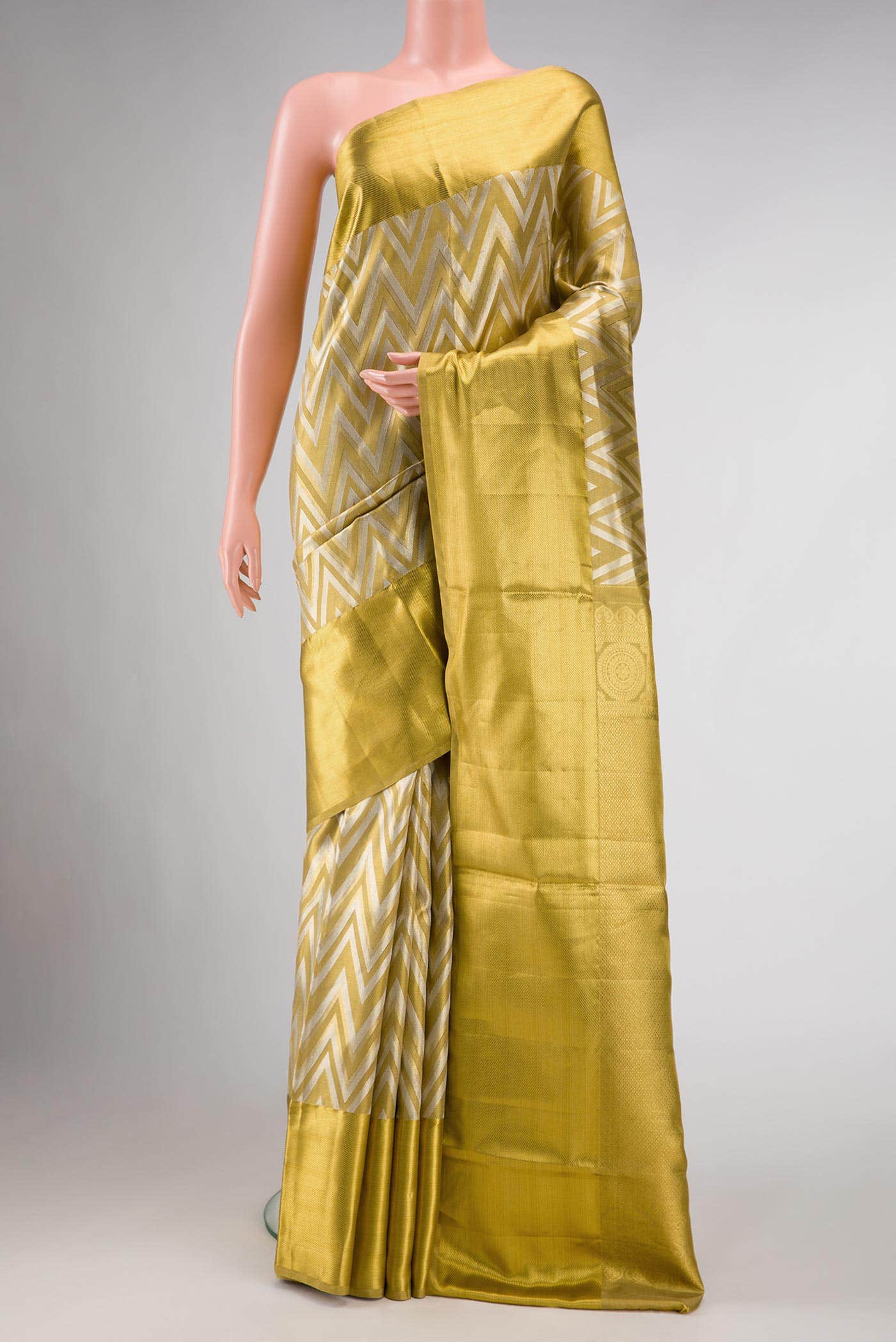 Gold Dual Tone Kanchipuram Tissue Silk Saree
