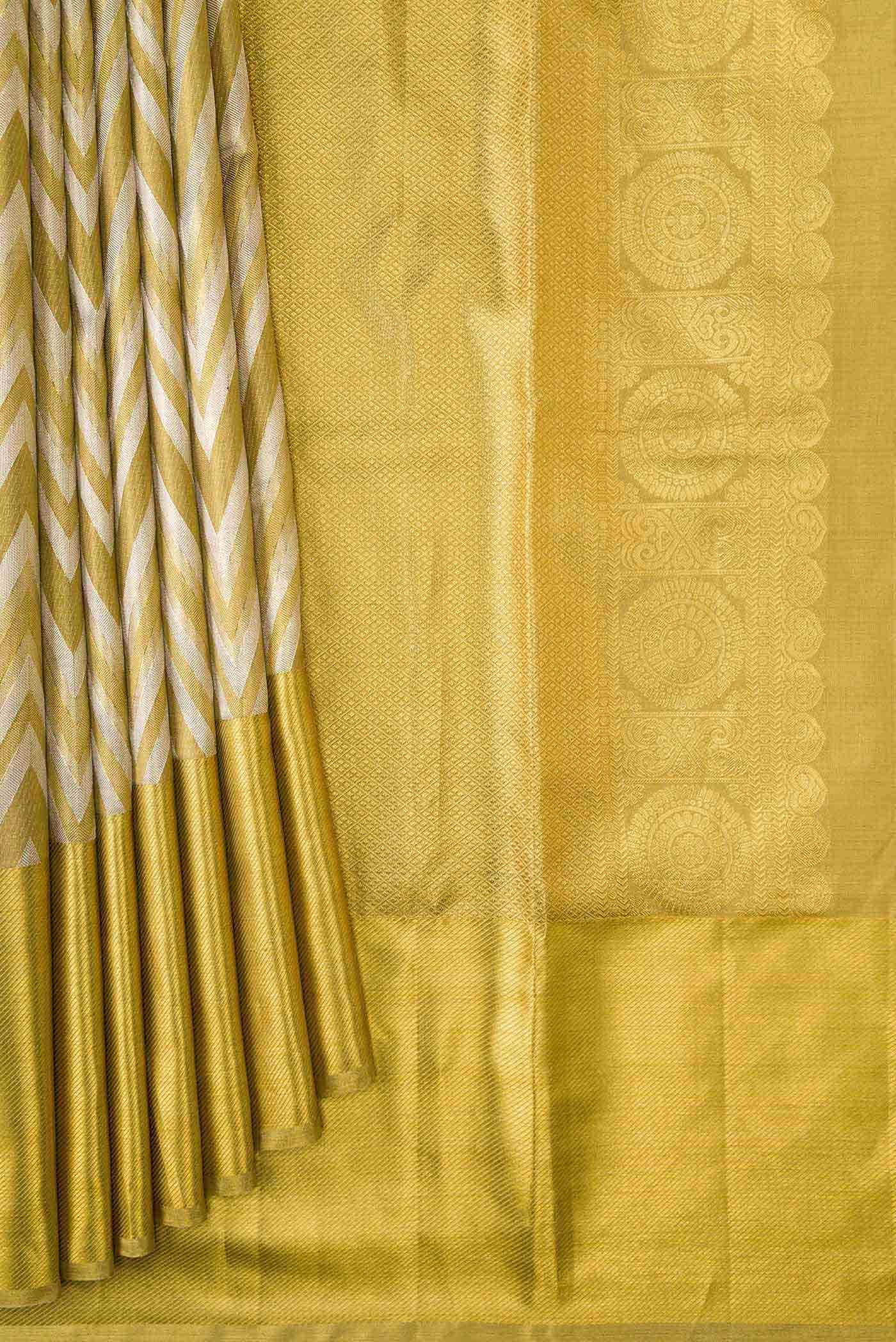 Gold Dual Tone Kanchipuram Tissue Silk Saree