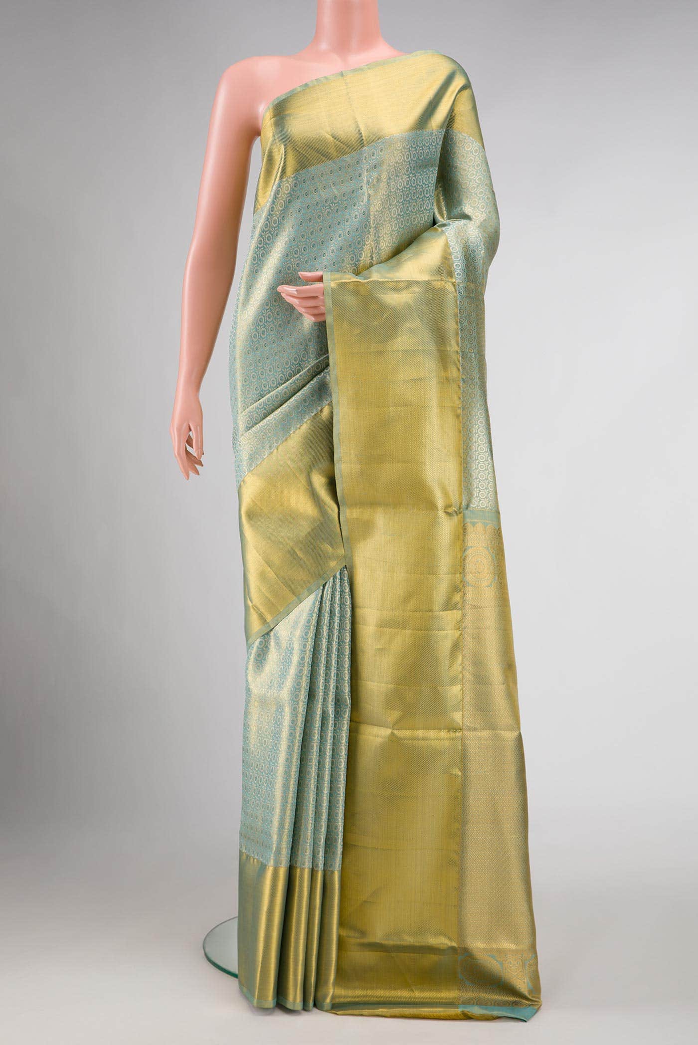 Light Blue Dual Tone Kanchipuram Tissue Silk Saree