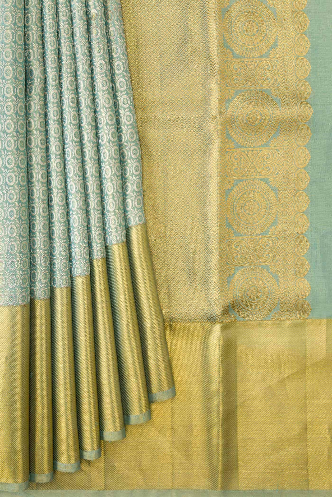 Light Blue Dual Tone Kanchipuram Tissue Silk Saree