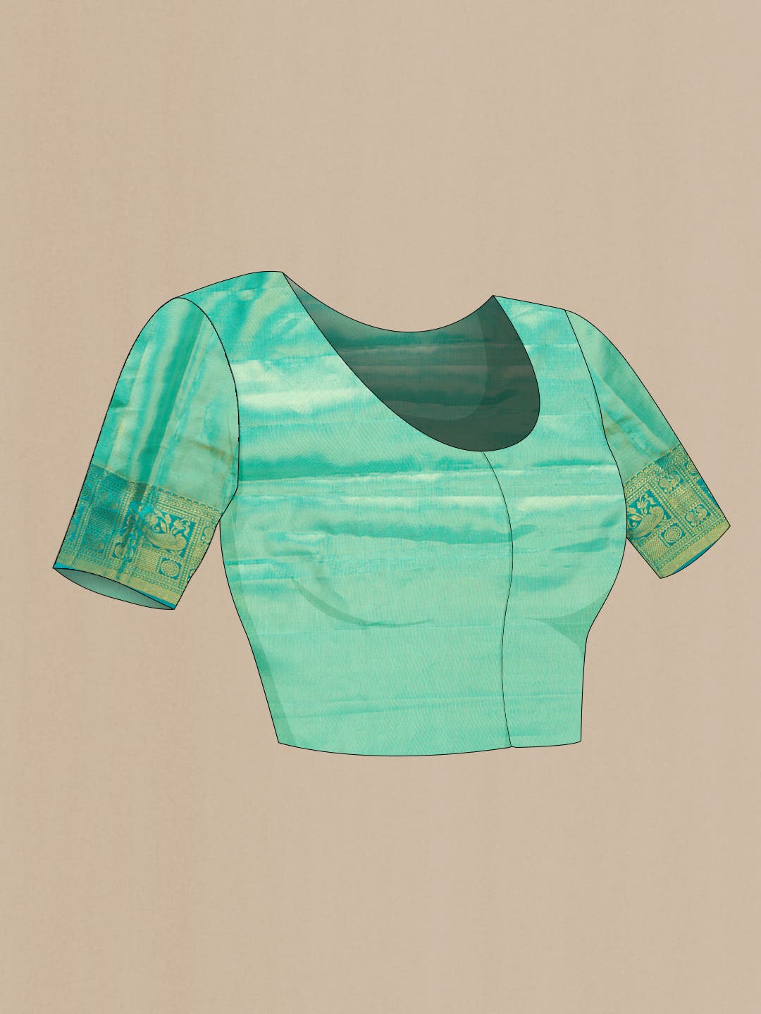 Sea Green Kanchipuram Tissue Silk Saree