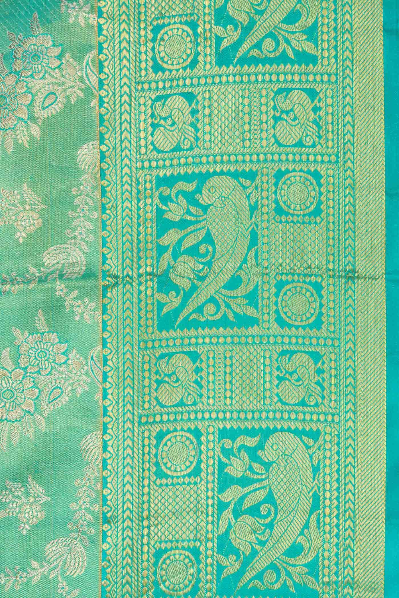 Sea Green Kanchipuram Tissue Silk Saree