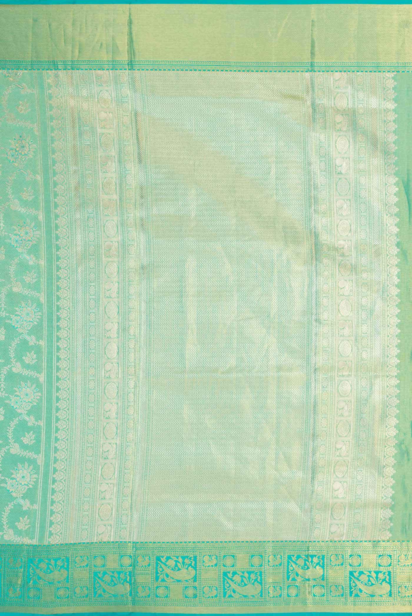 Sea Green Kanchipuram Tissue Silk Saree