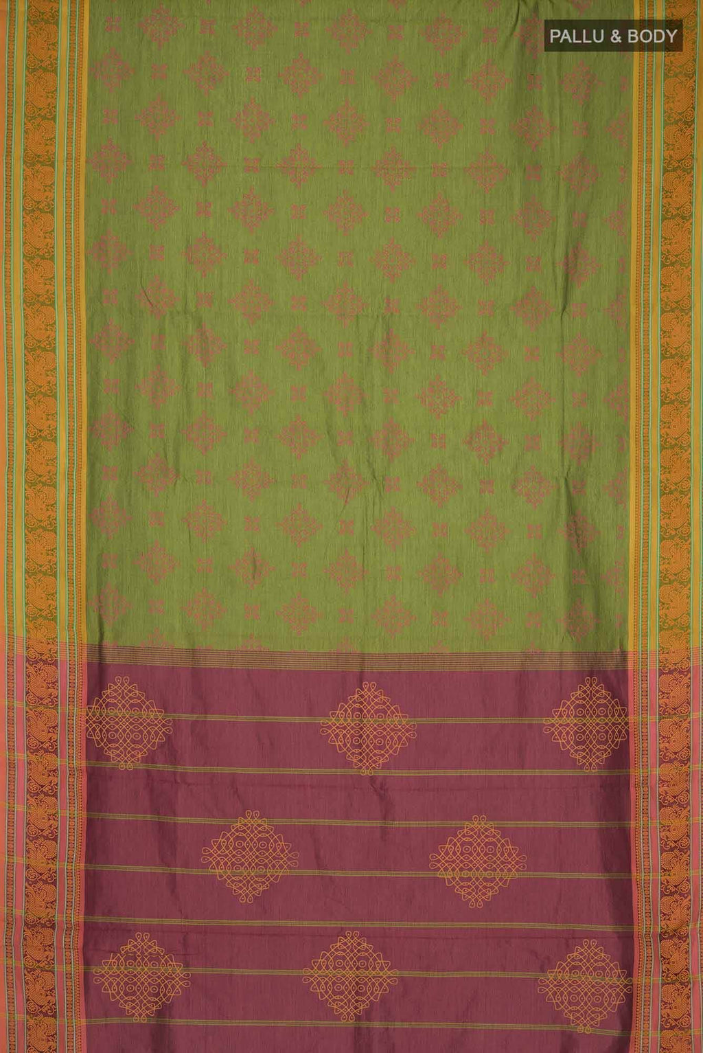 Green Blended Cotton Saree
