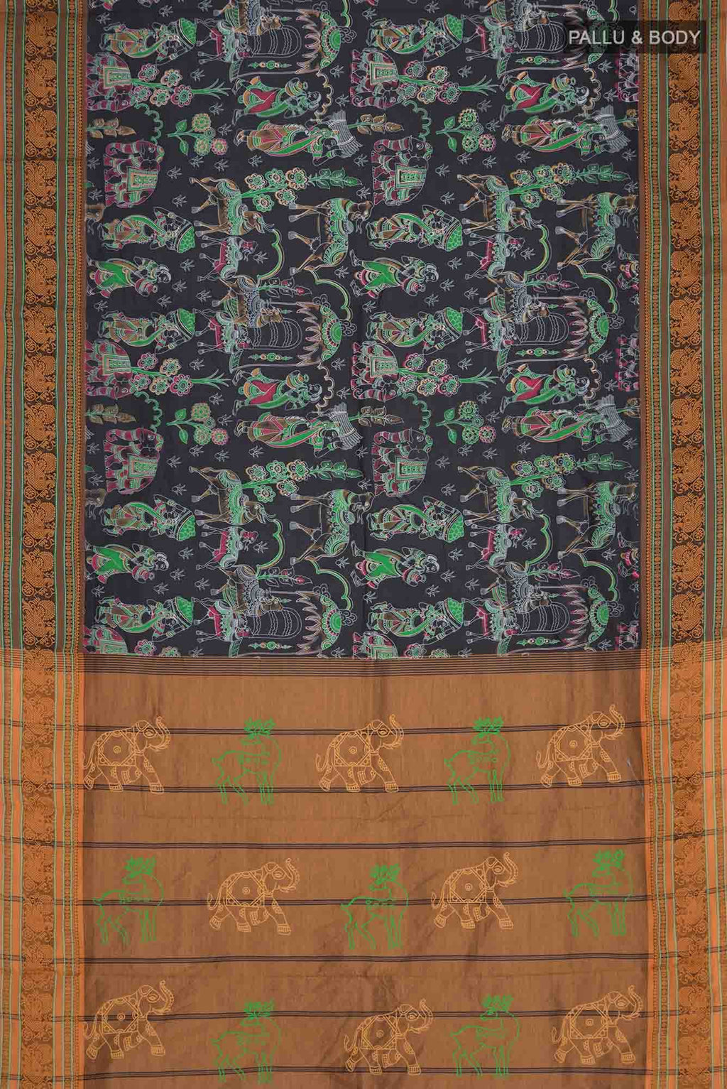 Black Blended Cotton Saree