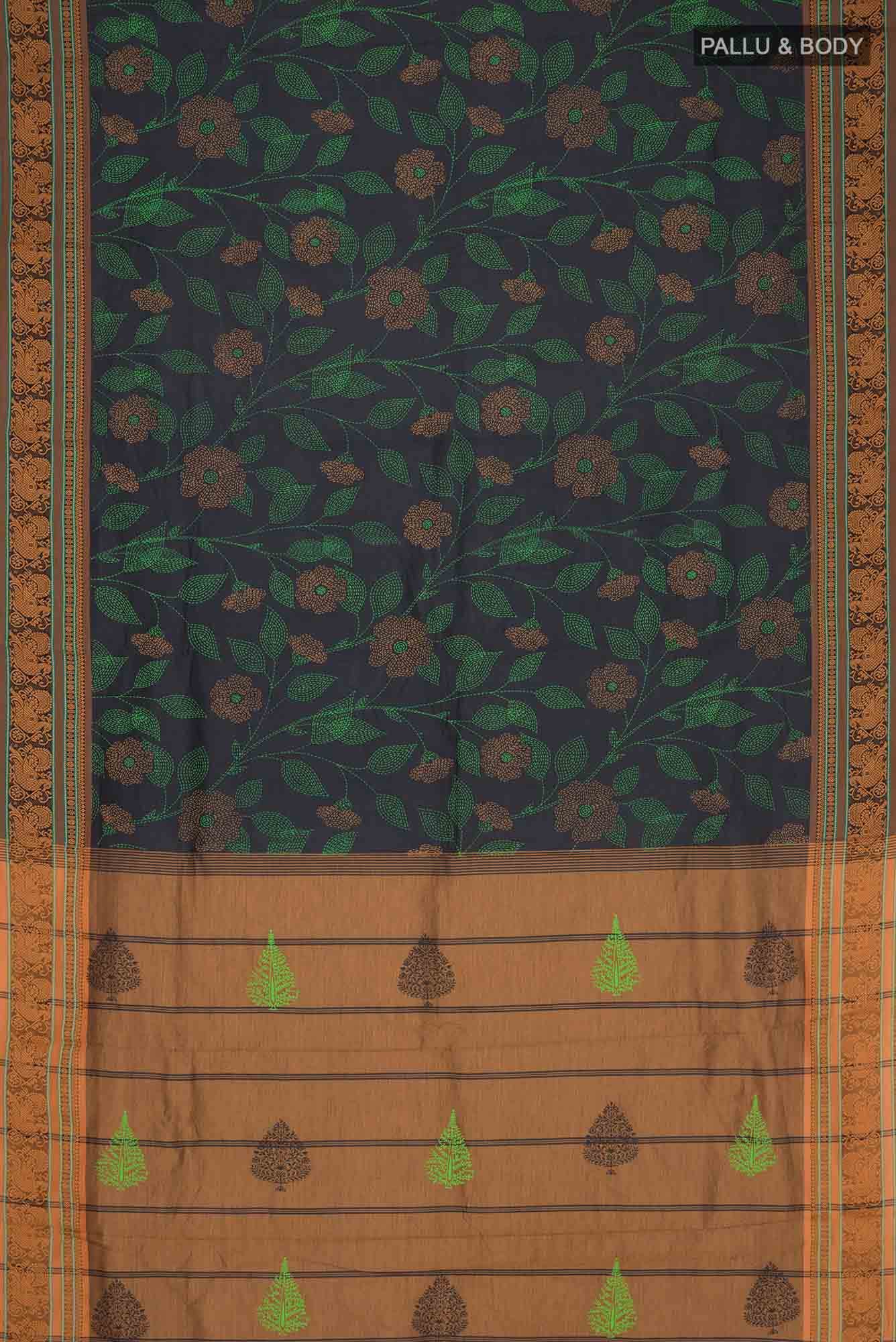 Black Blended Cotton Saree