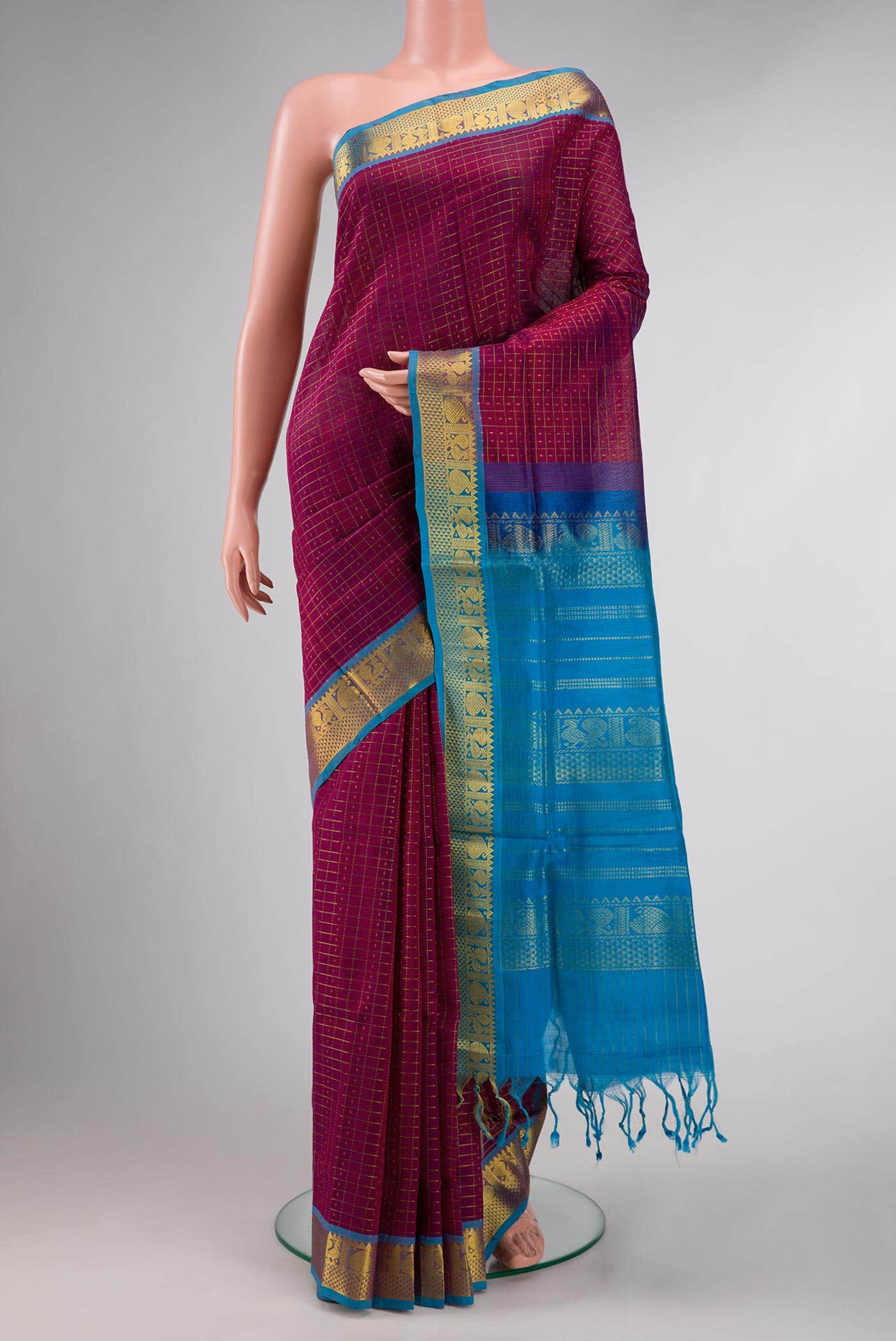 Purple Dual Tone Silk Cotton Saree