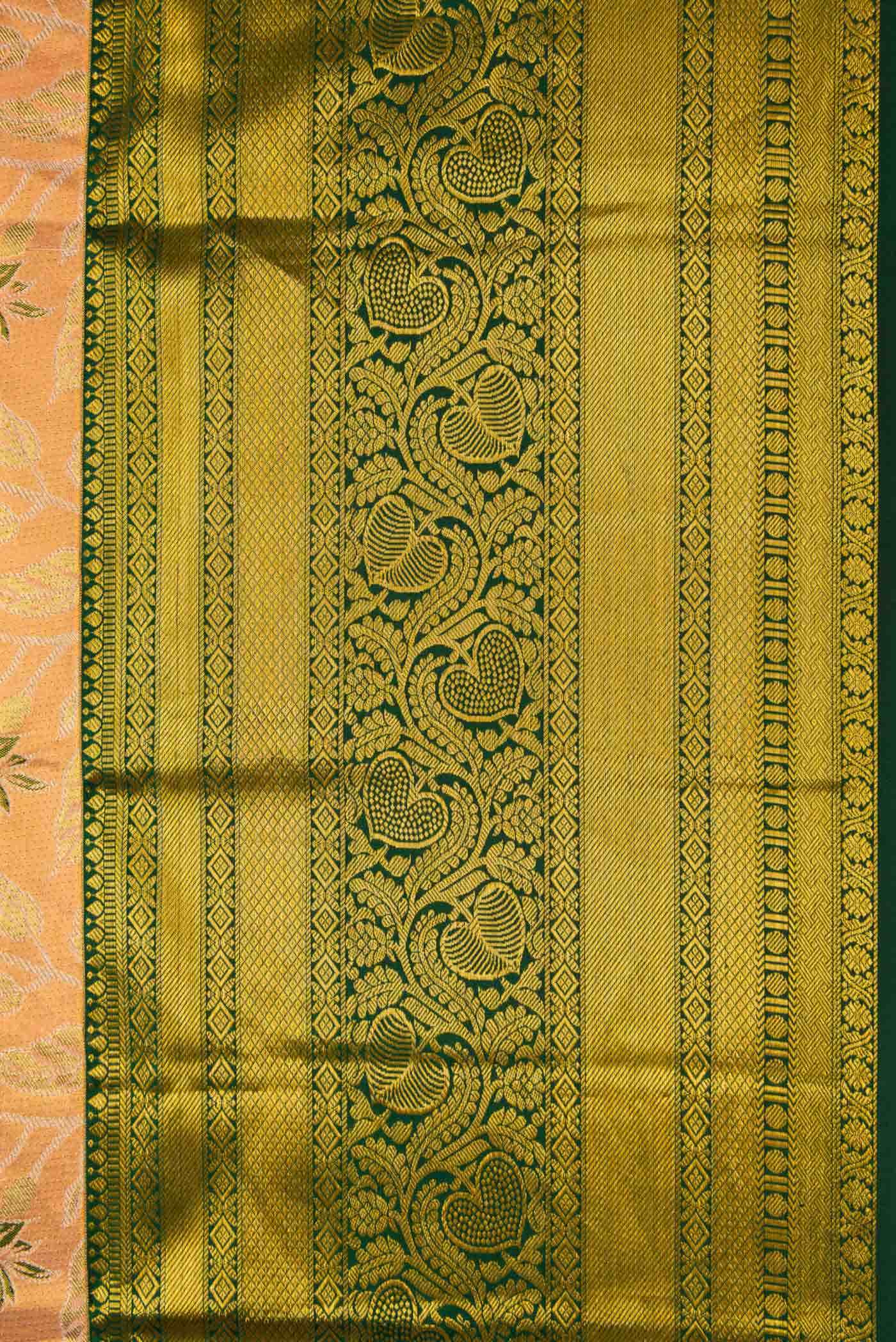Golden Peach Dual Tone Kanchipuram Tissue Silk Saree