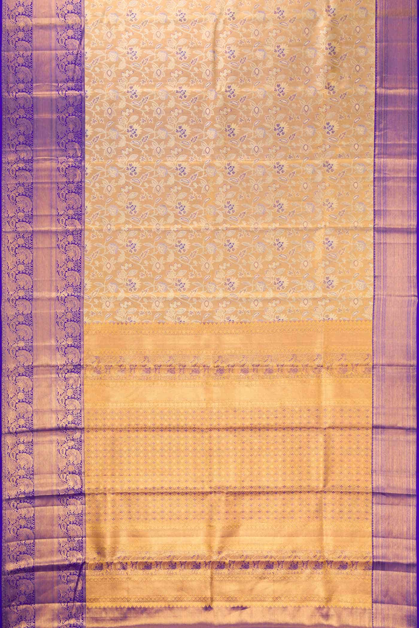 Gold Dual Tone Kanchipuram Tissue Silk Saree