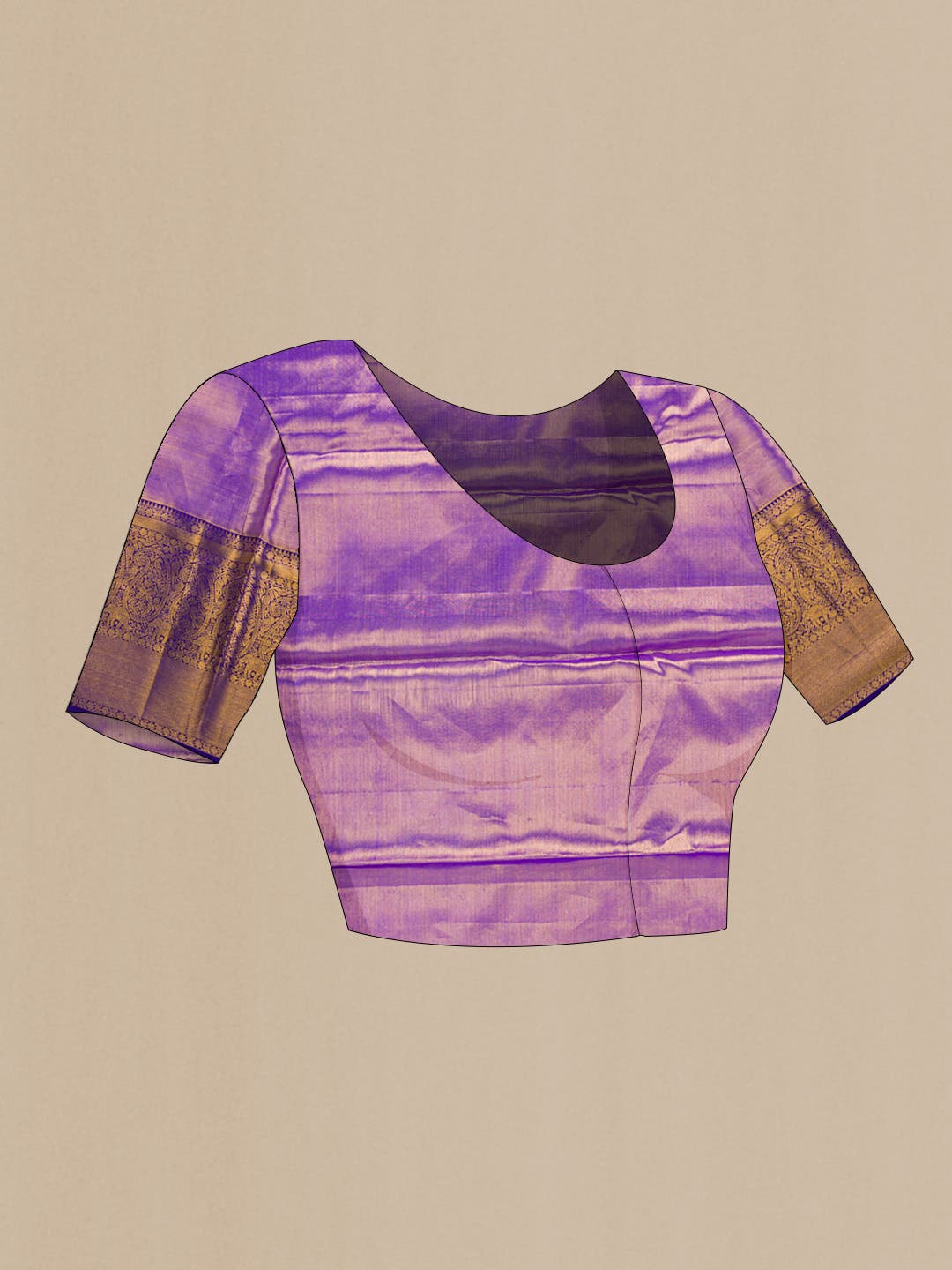 Golden Peach Dual Tone Kanchipuram Tissue Silk Saree