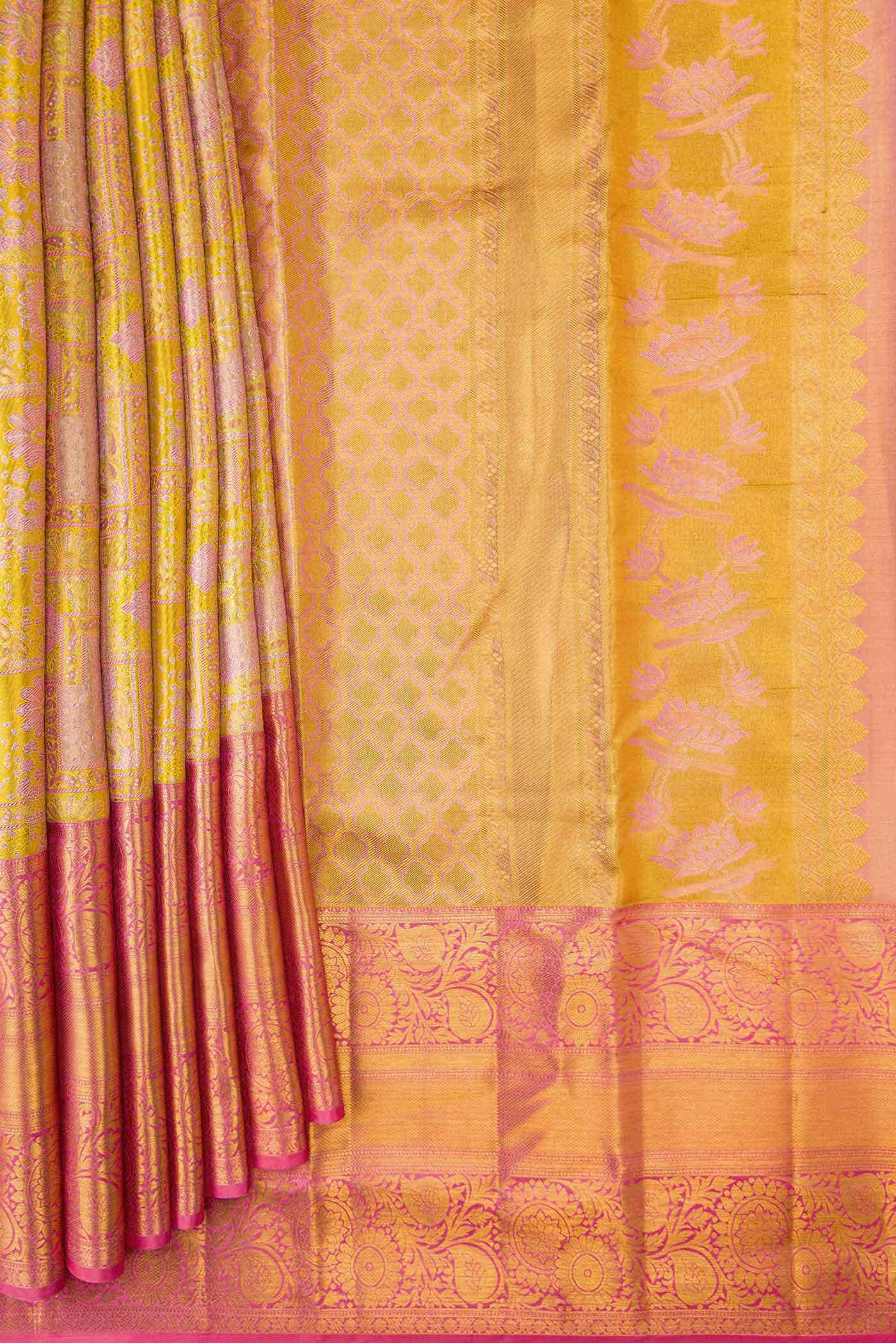 Gold Dual Tone Kanchipuram Tissue Silk Saree