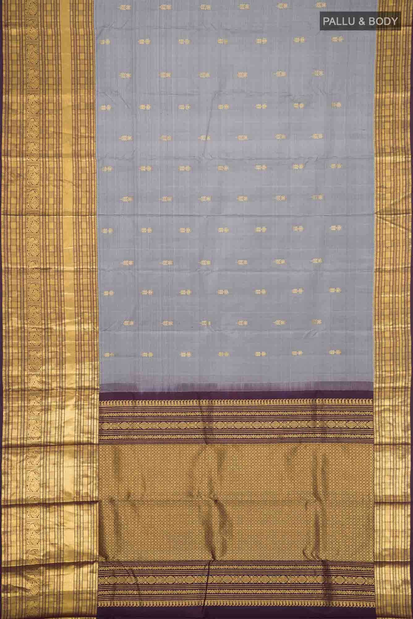 Grey Kanchipuram Silk Saree