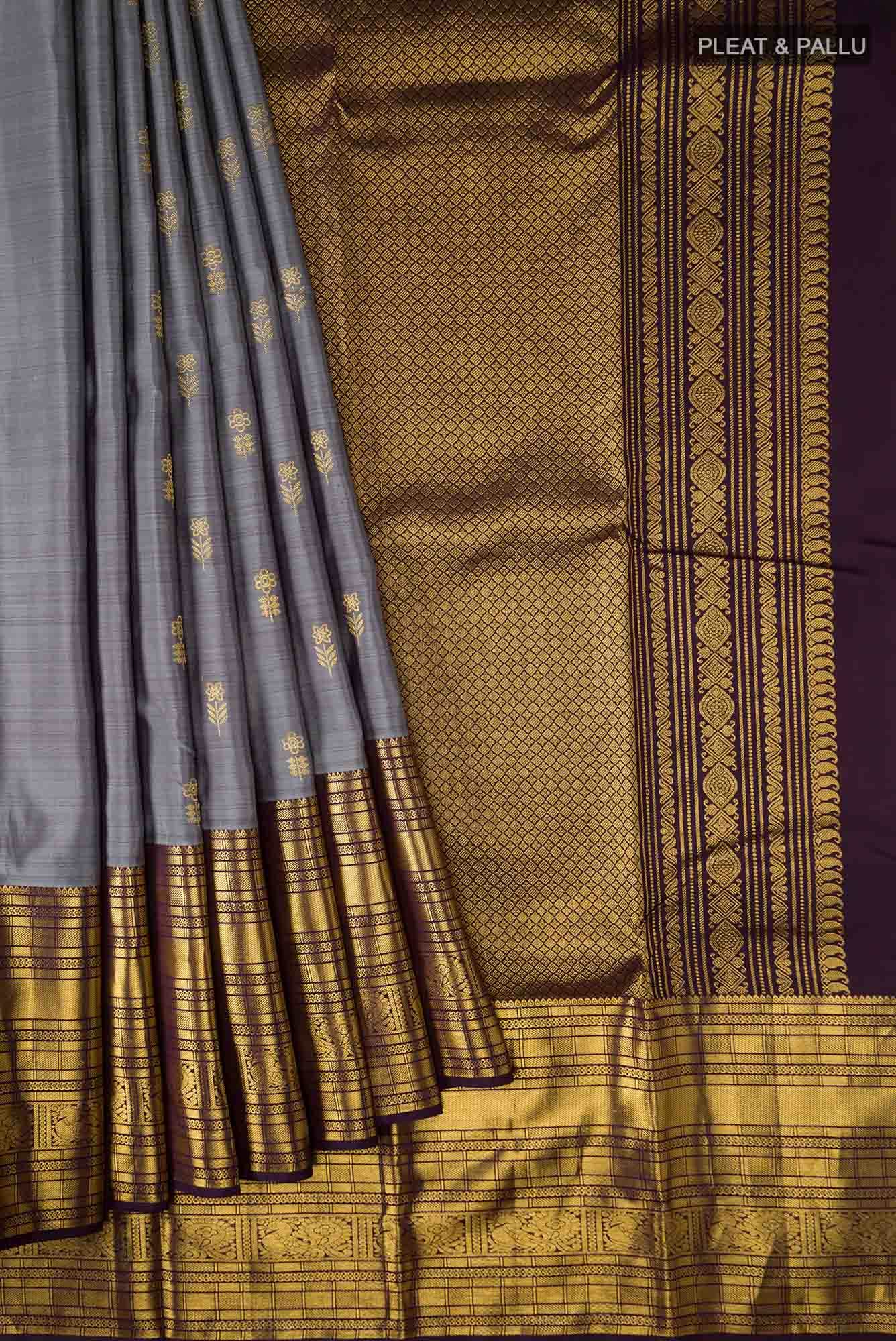 Grey Kanchipuram Silk Saree