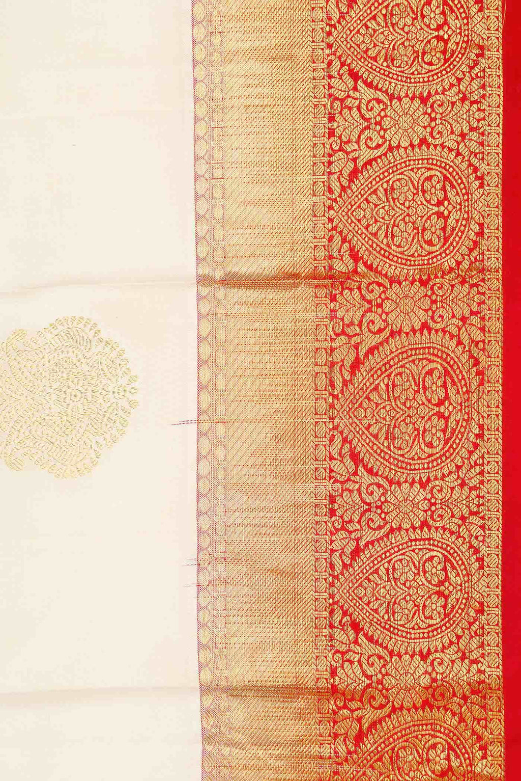 Off White Dual Tone Kanchipuram Silk Saree