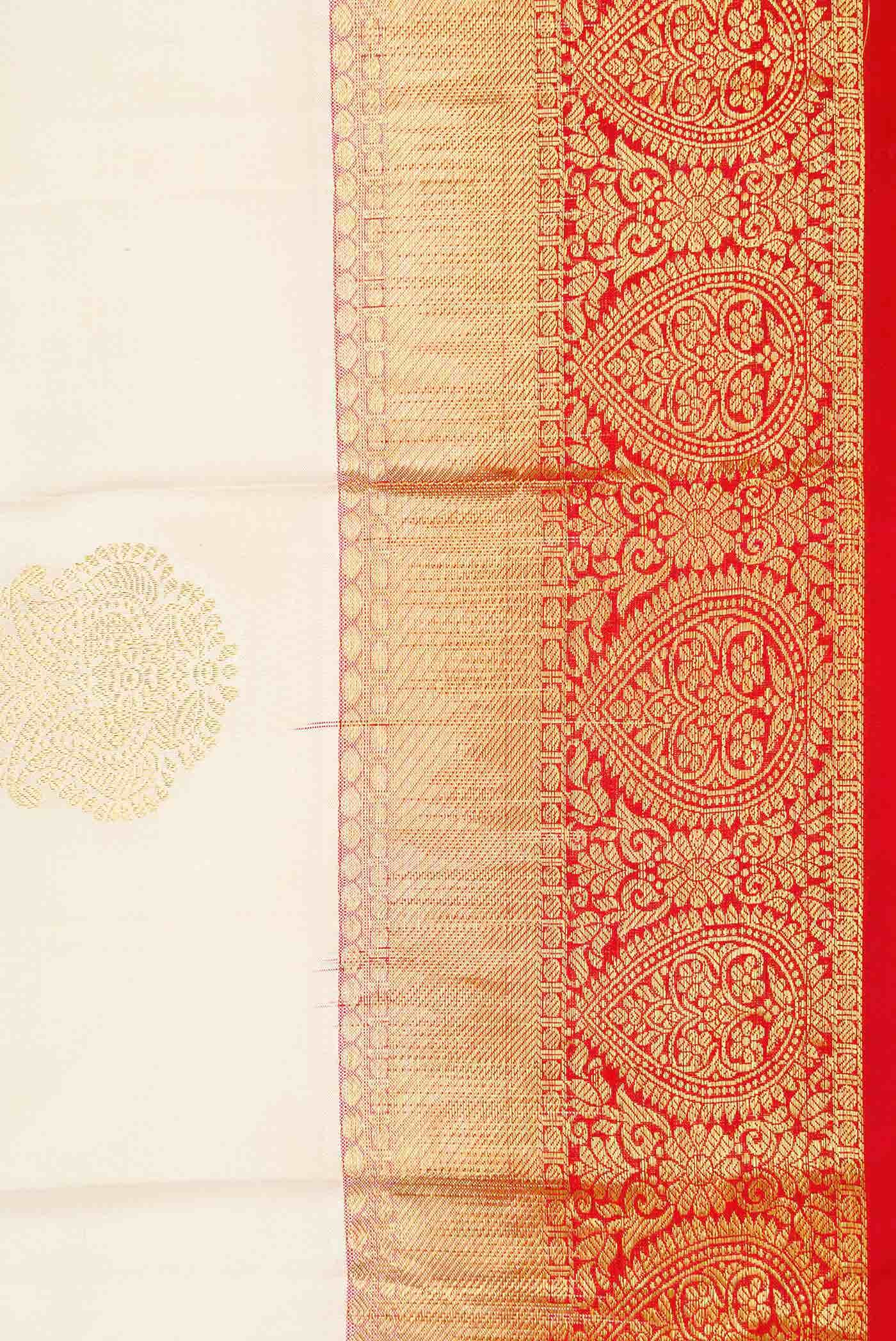 Off White Dual Tone Kanchipuram Silk Saree