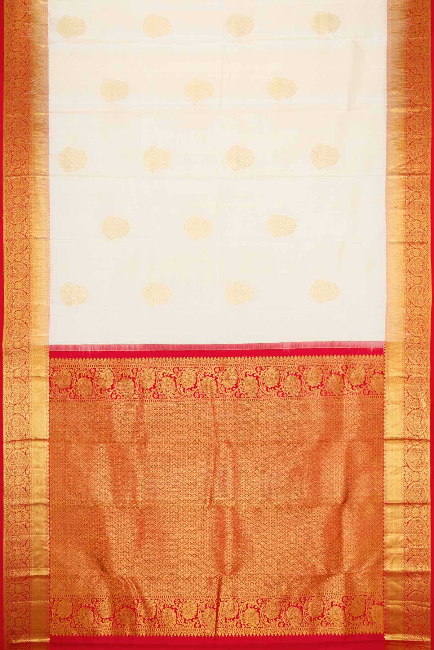 Off White Dual Tone Kanchipuram Silk Saree