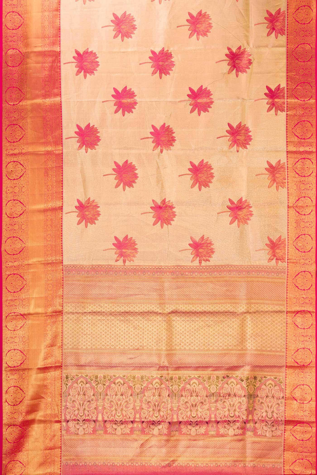 Gold Dual Tone Kanchipuram Tissue Silk Saree