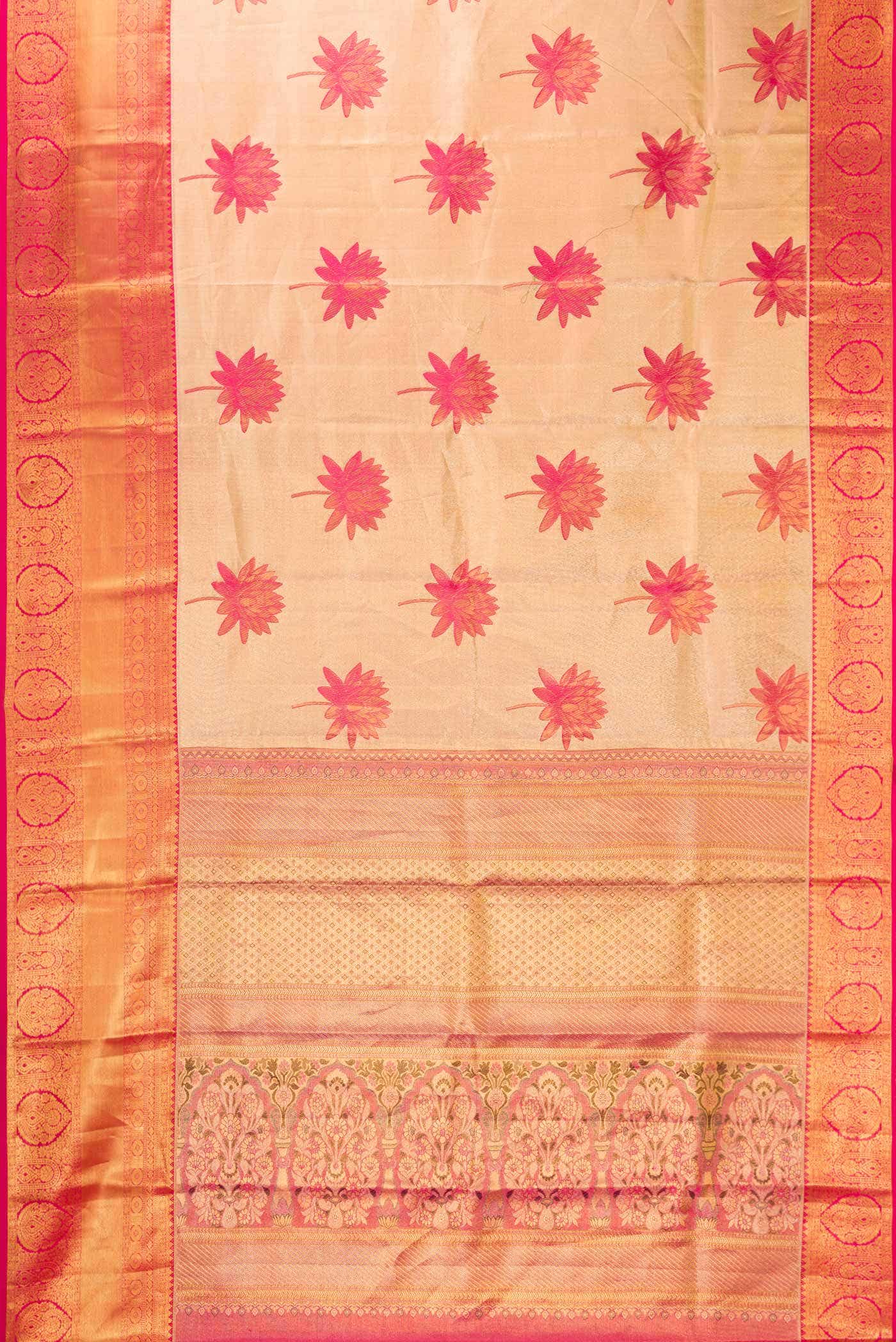 Gold Dual Tone Kanchipuram Tissue Silk Saree