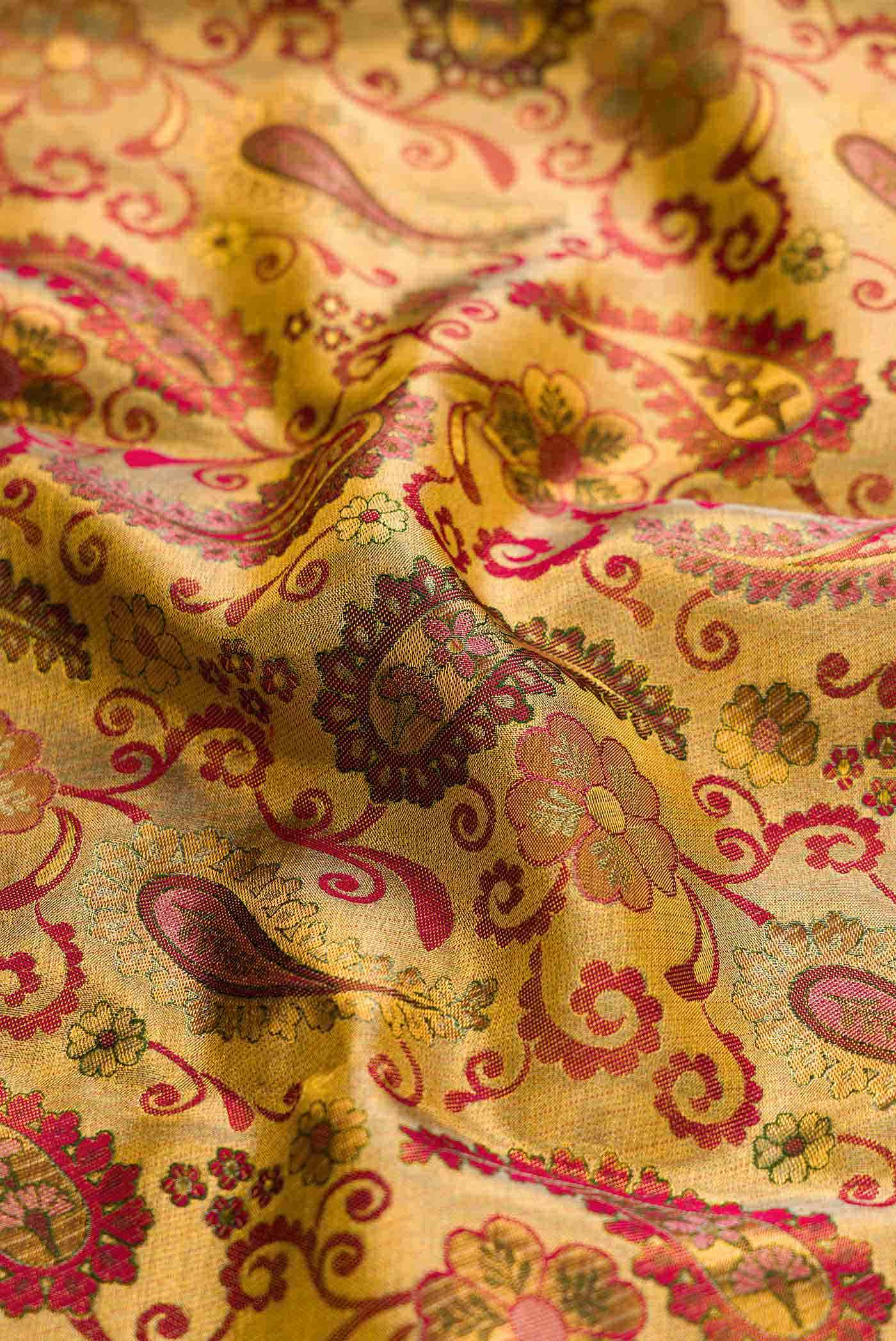 Gold Dual Tone Kanchipuram Tissue Silk Saree