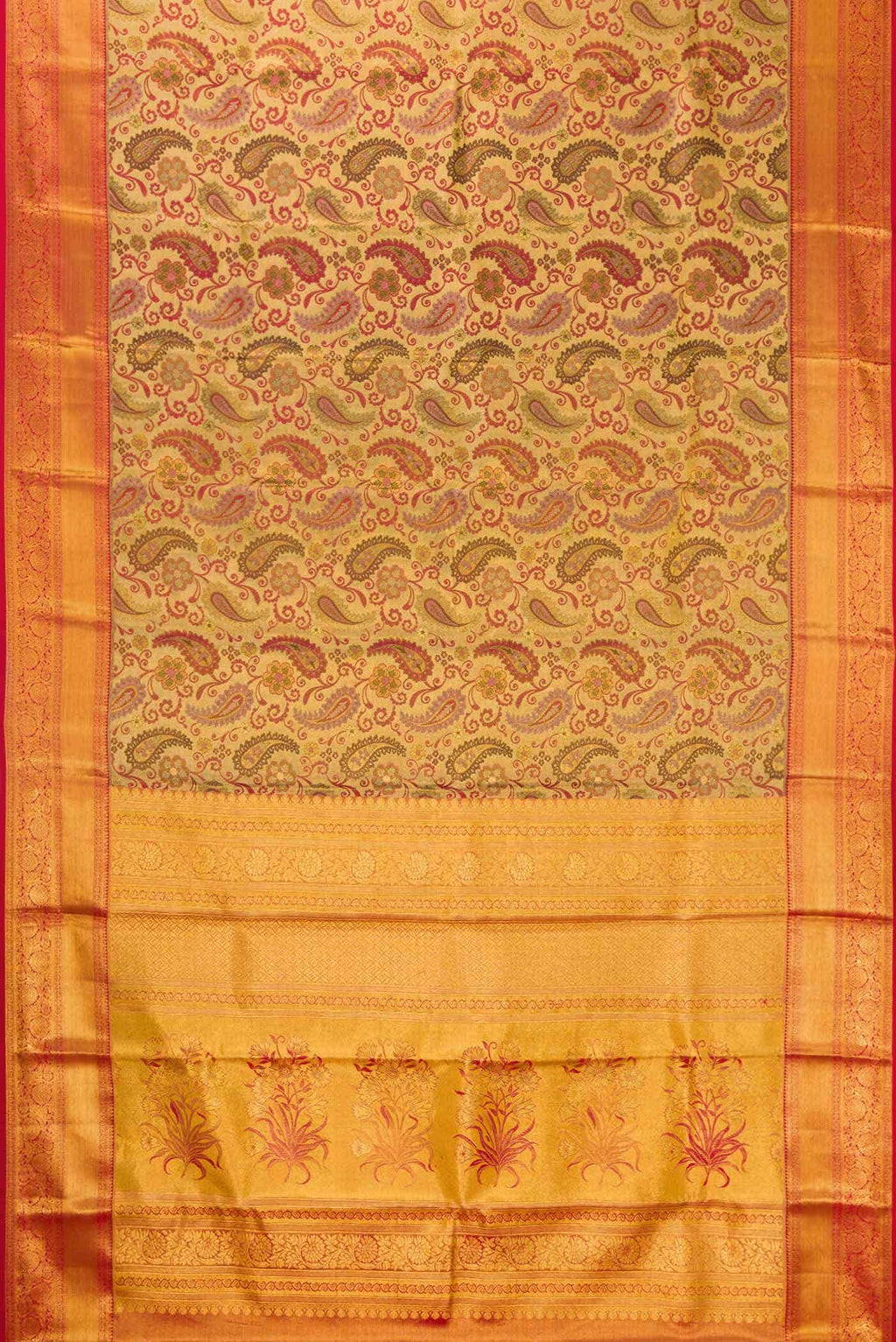 Gold Dual Tone Kanchipuram Tissue Silk Saree