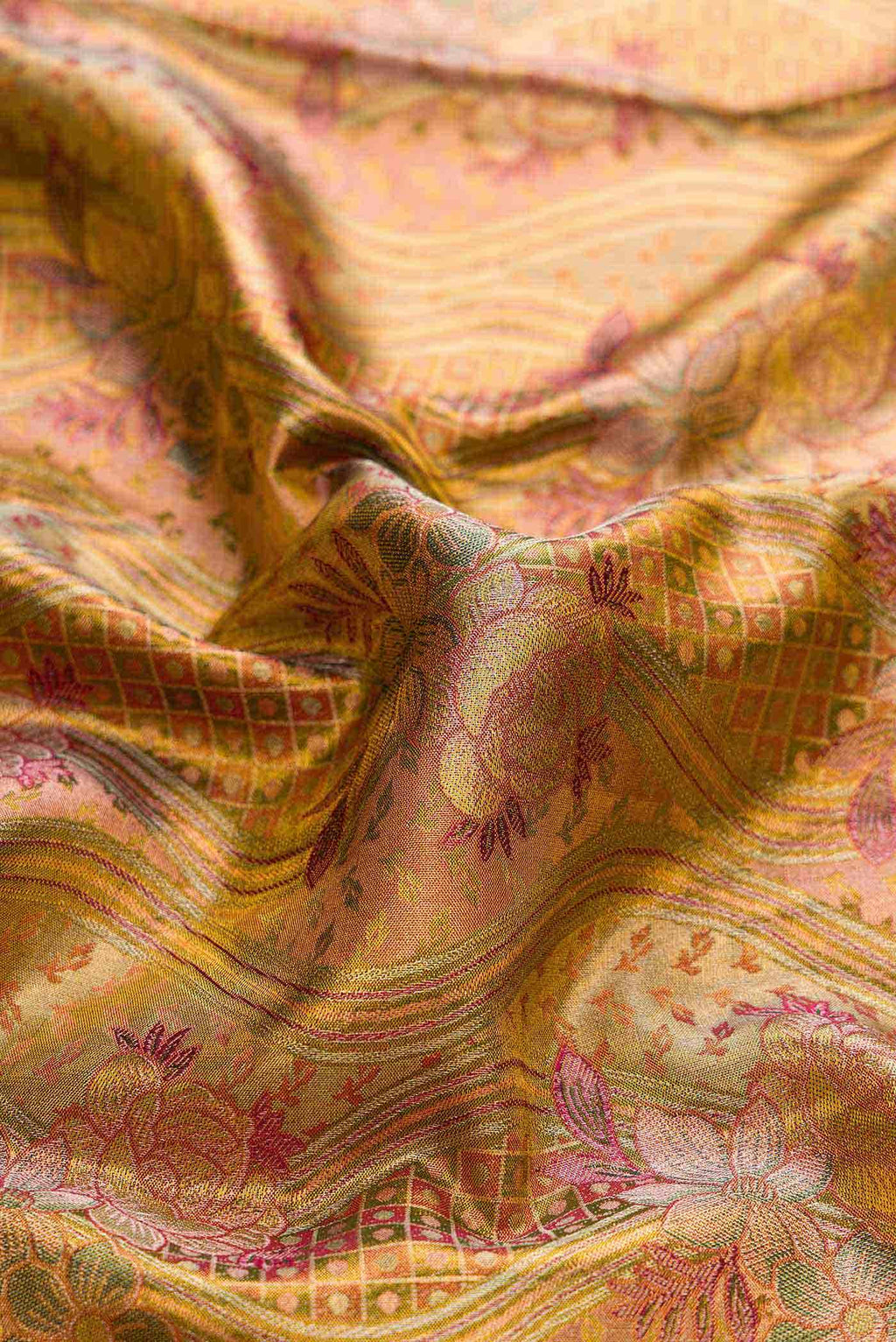 Gold Dual Tone Kanchipuram Tissue Silk Saree