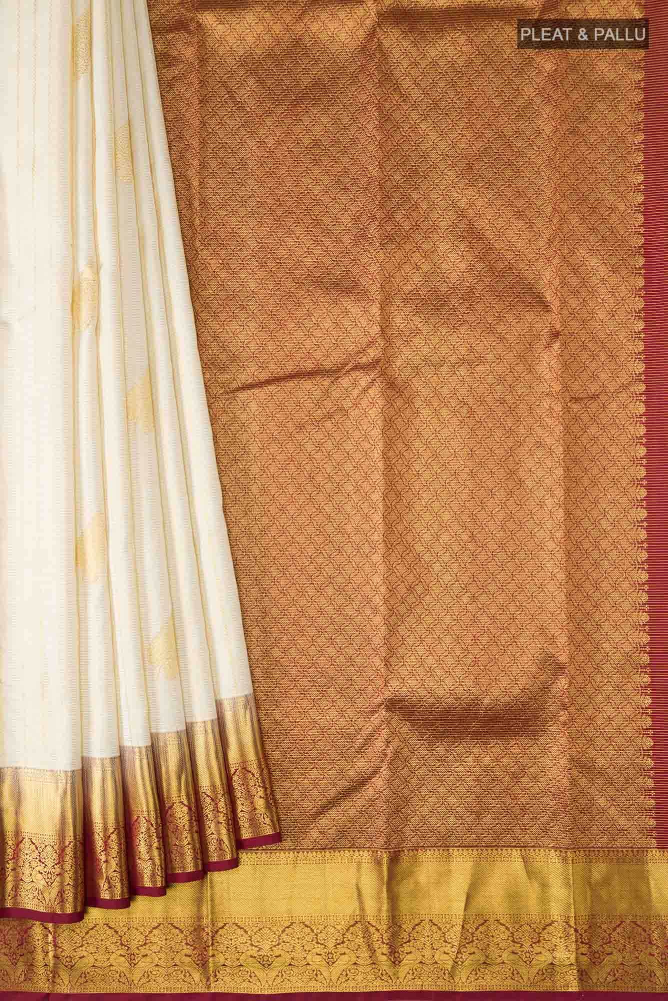 Cream Kanchipuram Silk Saree