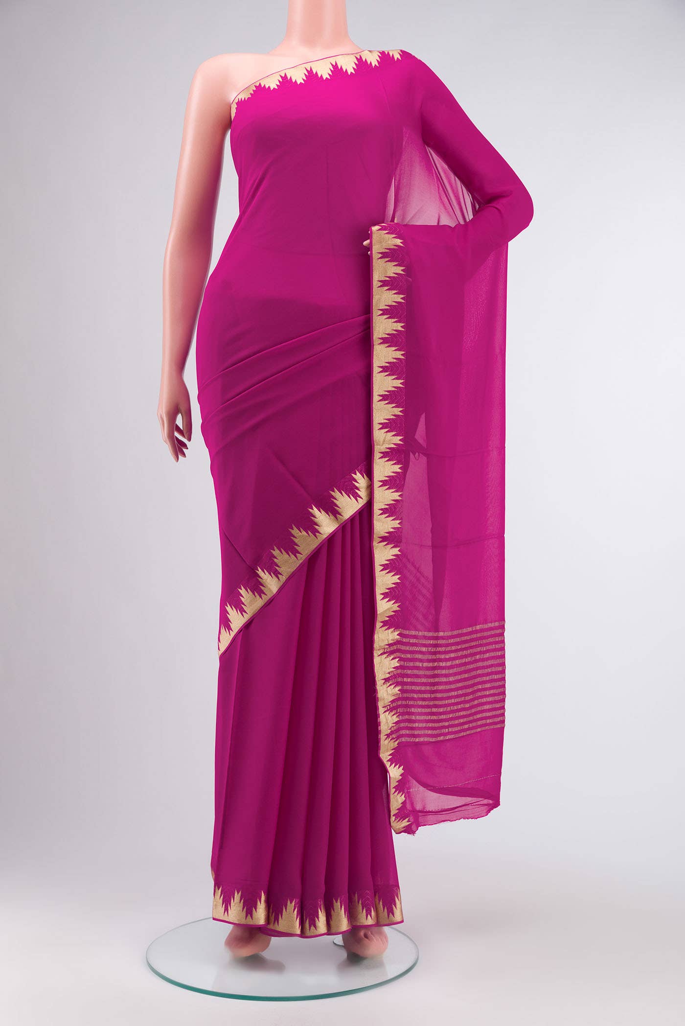 Pink Mysore Chiffon Saree