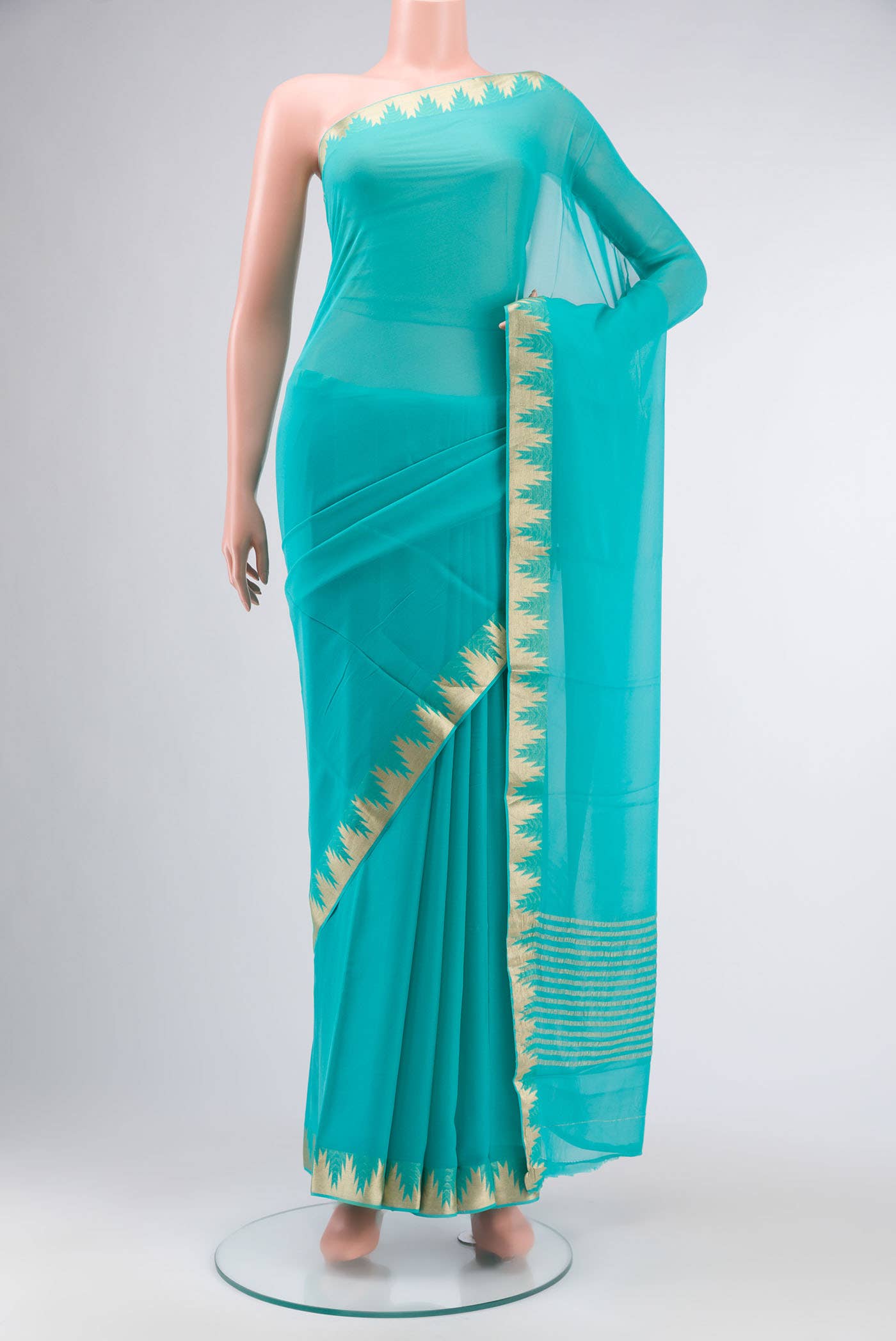 Turquoise Mysore Georgette Saree