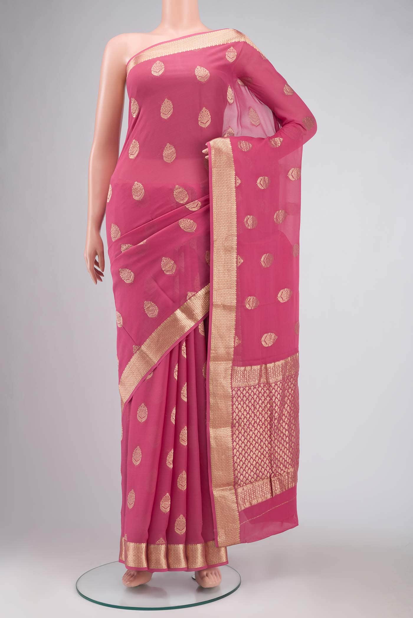 Pink Mysore Georgette Saree