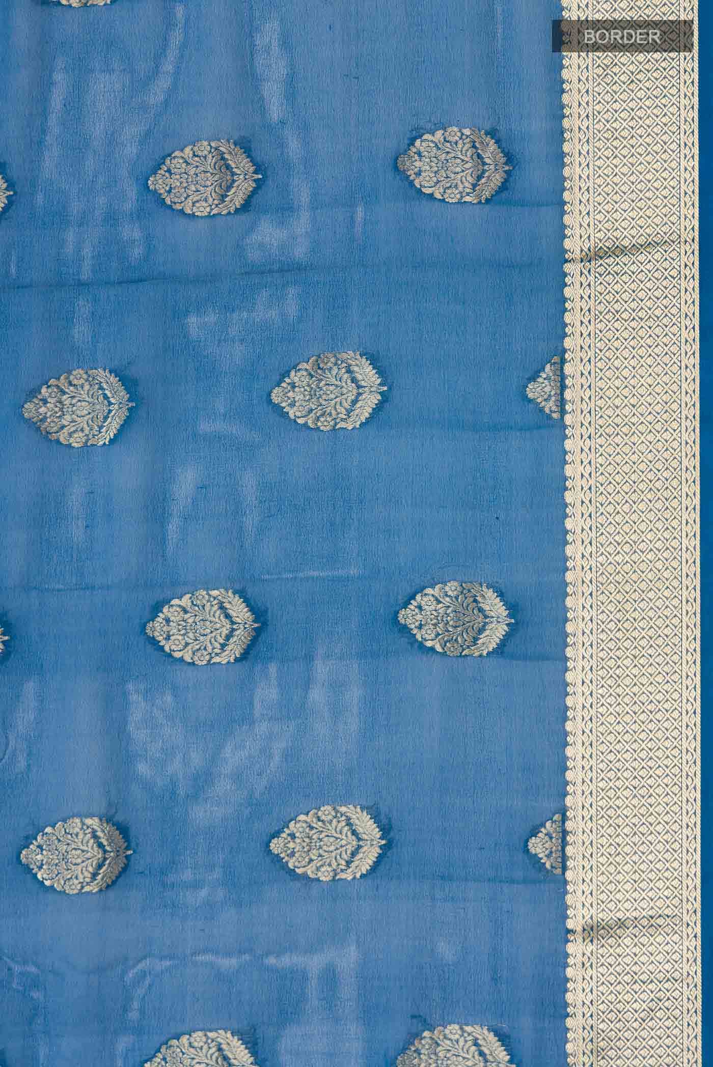 Blue Mysore Georgette Saree