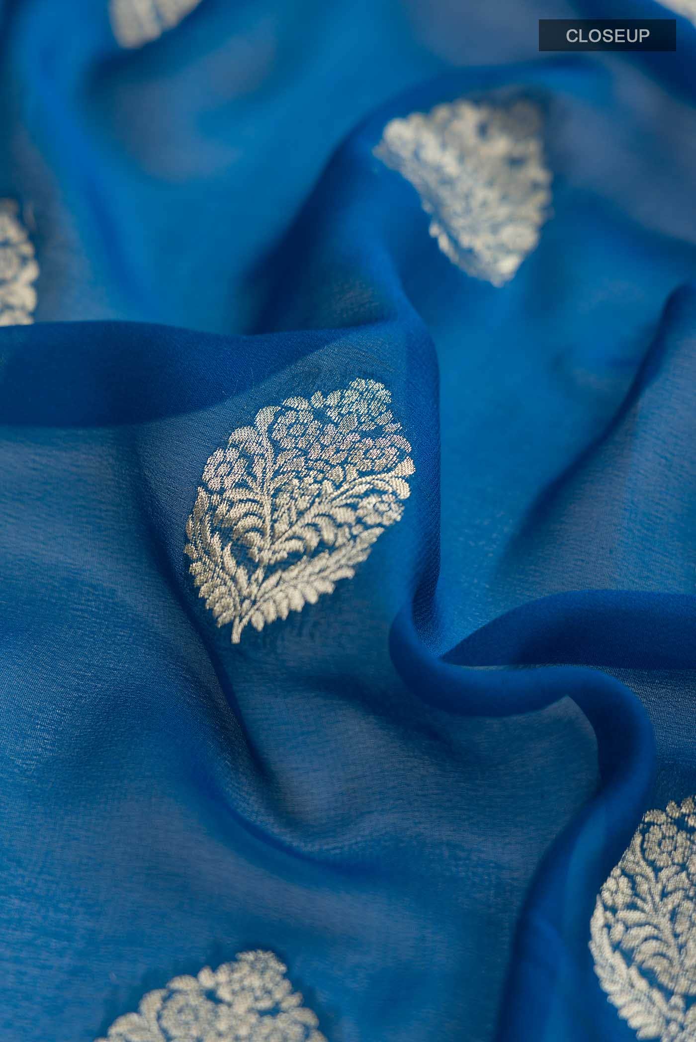 Blue Mysore Georgette Saree